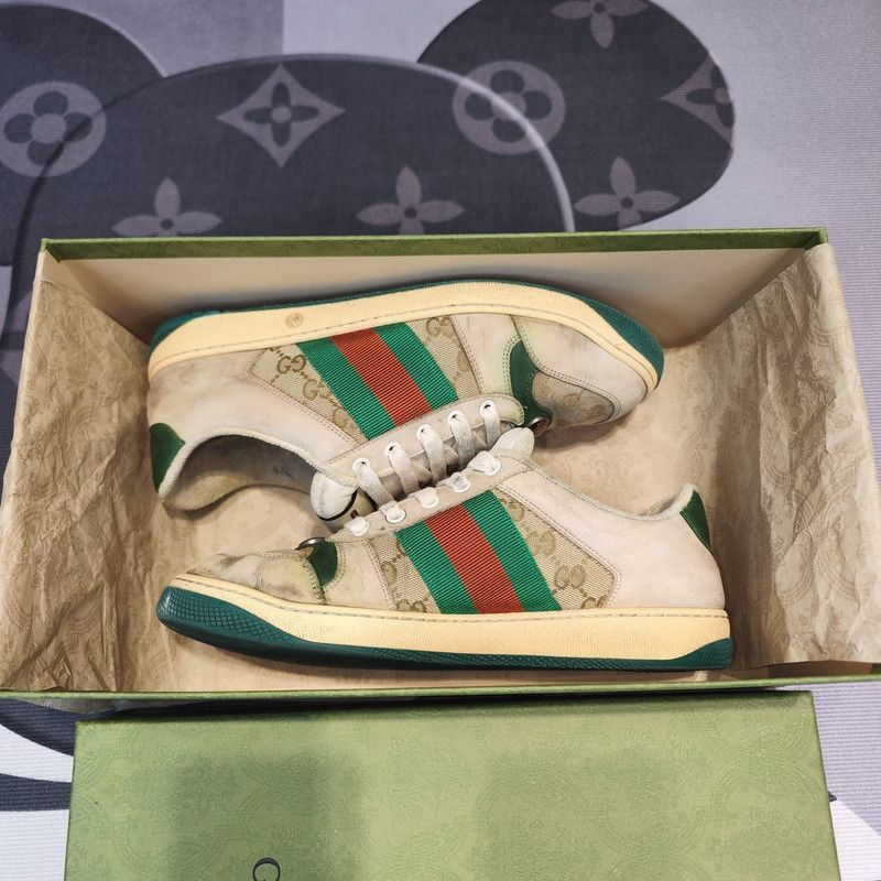 Gucci Gucci Screener Vintage Green Leather Sneakers - Size US 8.5 / EU 41-42 - 1 Thumbnail