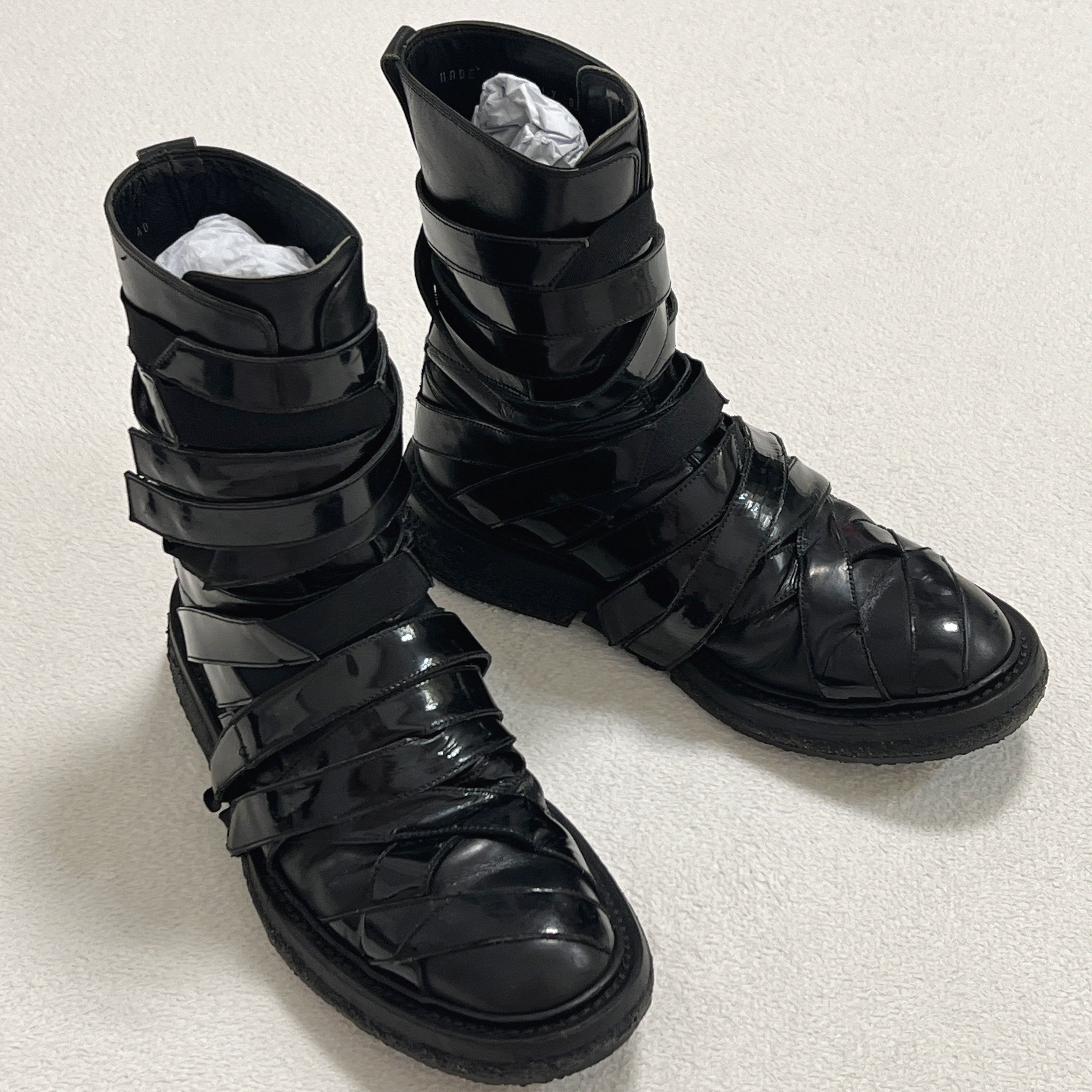 Dior Dior Homme 08AW "Lumiere Du Nord" Patent Leather Strap Boots Size US 7 / EU 40 - 4 Thumbnail