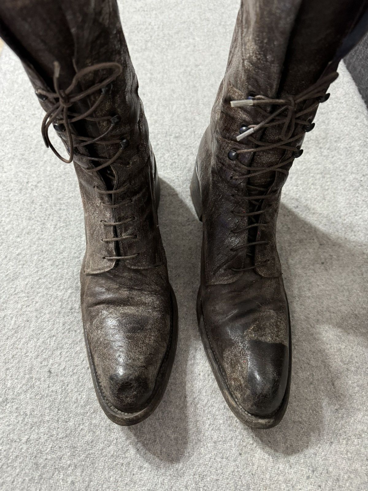 Gianni Barbato Gianni Barbato Distressed Black Leather Vintage boots 37 Size US 7 / IT 37 - 4 Thumbnail