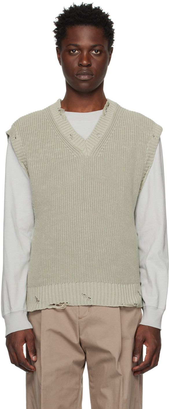 Han Kjobenhavn $395 - Distressed Knit Vest - Off White Size US XL / EU 56 / 4 - 4 Thumbnail