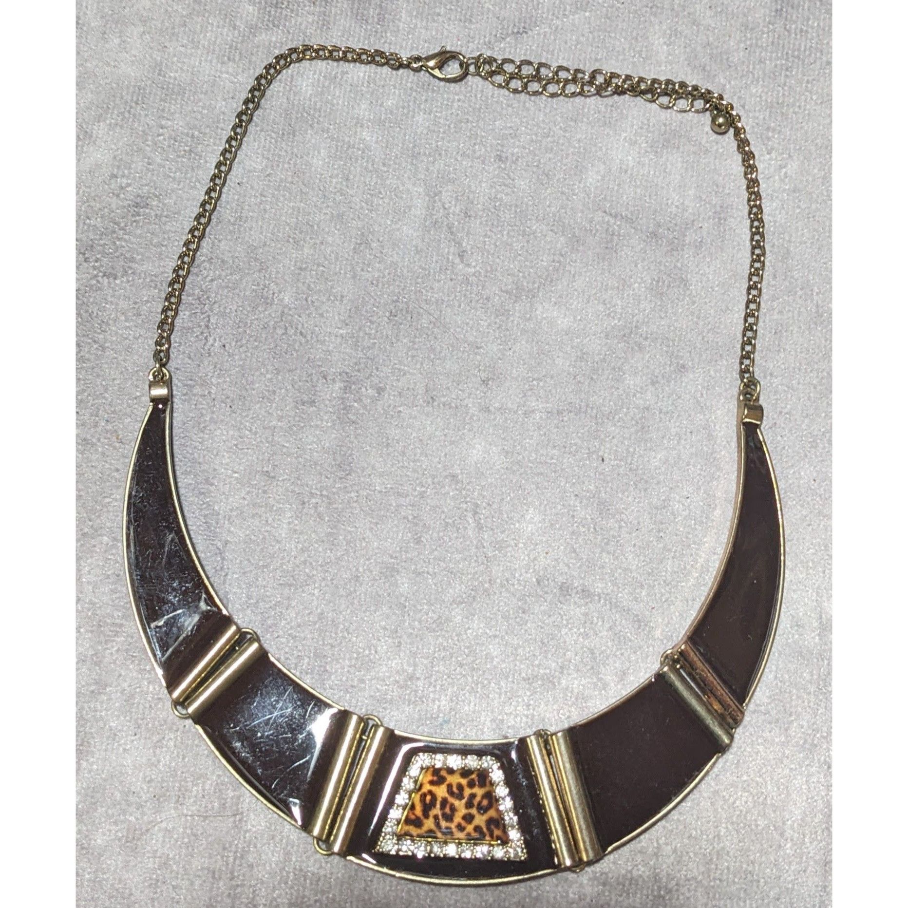 Other Retro 80s Glam Leopard Rhinestone Bib Necklace Size ONE SIZE - 5 Thumbnail