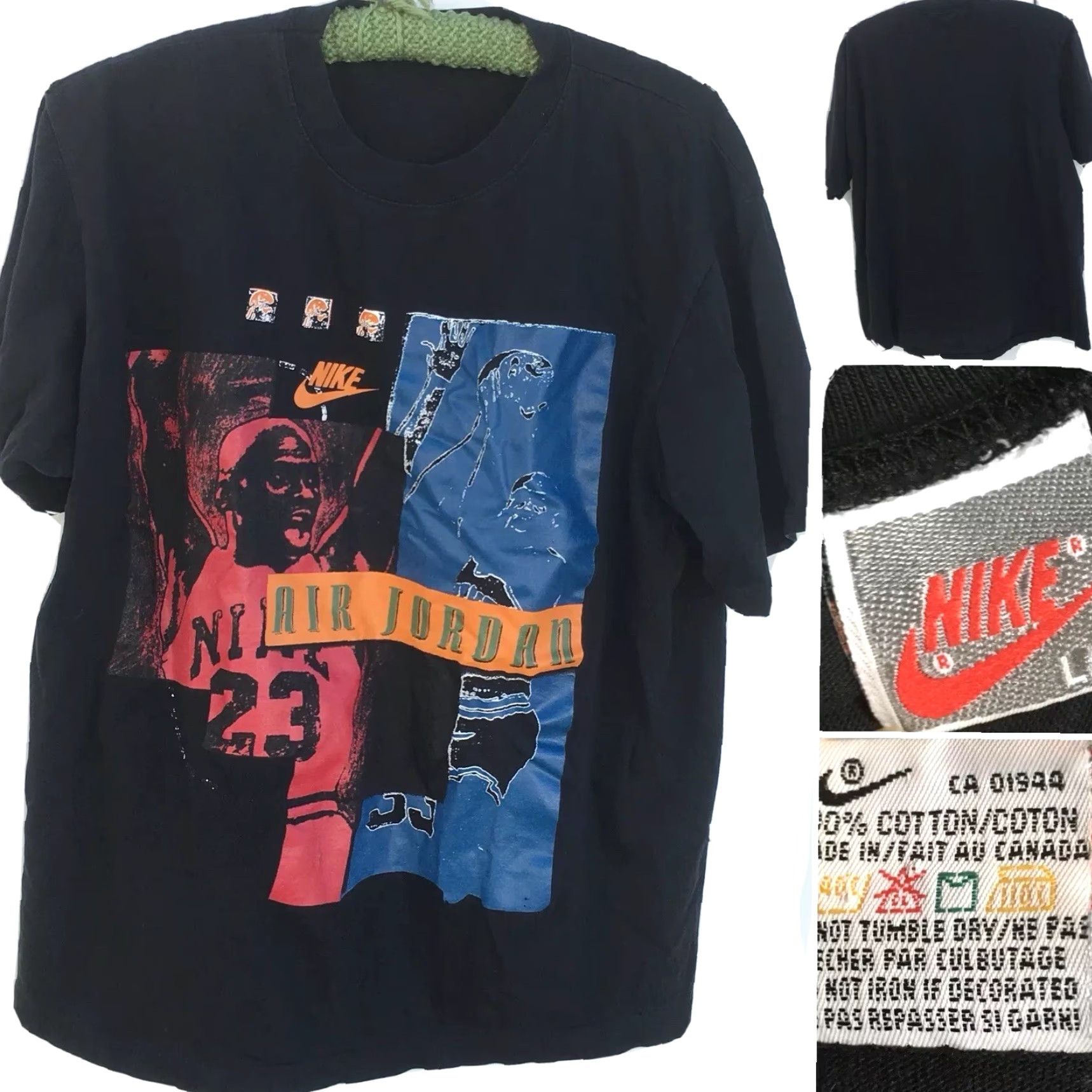 Nike VINTAGE Nike Michael Jordan T-Shirt 90s Graphic Print Crew Neck Short Sleeve Men L Black Canada Tag Size L Mens Size US L / EU 52-54 / 3 - 2 Thumbnail