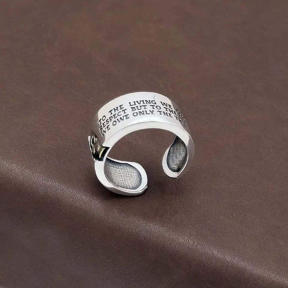 Jewelry × Vintage Retro Skull & Letter Engrave Thai Silver Unisex Ring Size ONE SIZE - 4 Thumbnail