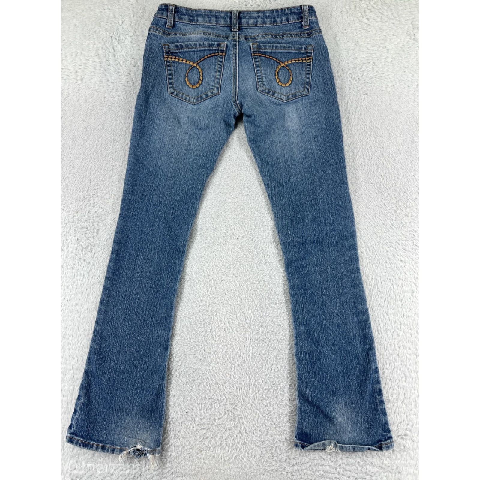 Vintage Rue 21 Jeans Women 28x29 Blue Denim Slim Bootcut Medium Wash Low Cotton Size 27" / US 4 / IT 40 - 2 Thumbnail