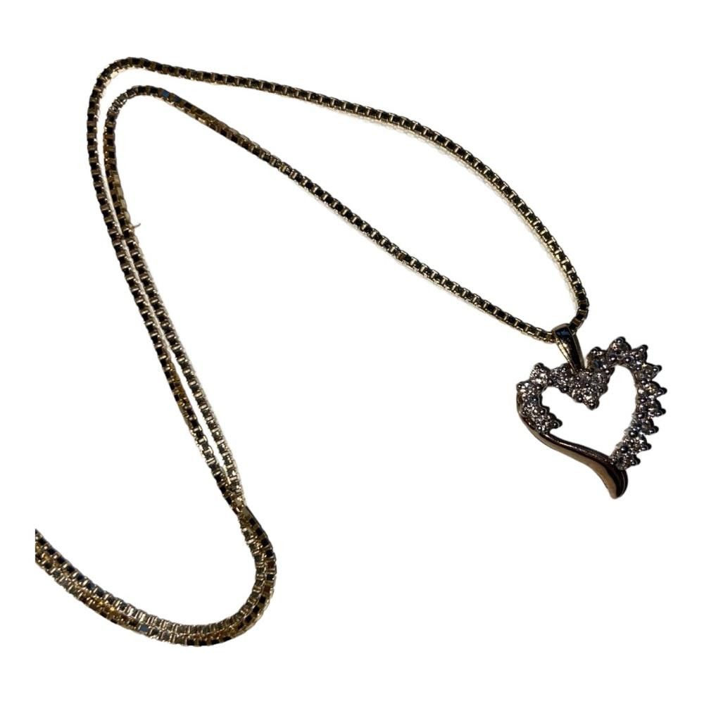Designer 14K Gold .88 Diamond Heart Pendant & Necklace Size ONE SIZE - 2 Thumbnail