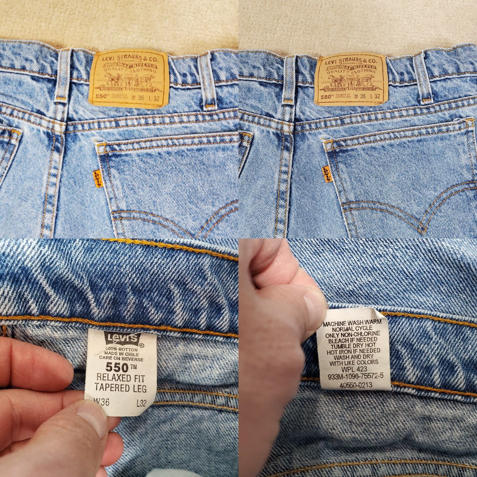 Levi's VINTAGE Levis Jeans Mens 33x31 Blue 550 Relaxed Fit Tapered Leg Orange Tab Light Size US 33 - 8 Thumbnail