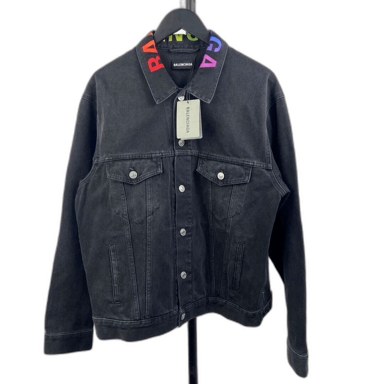 Balenciaga Rainbow Embroidered Denim Jacket-2505