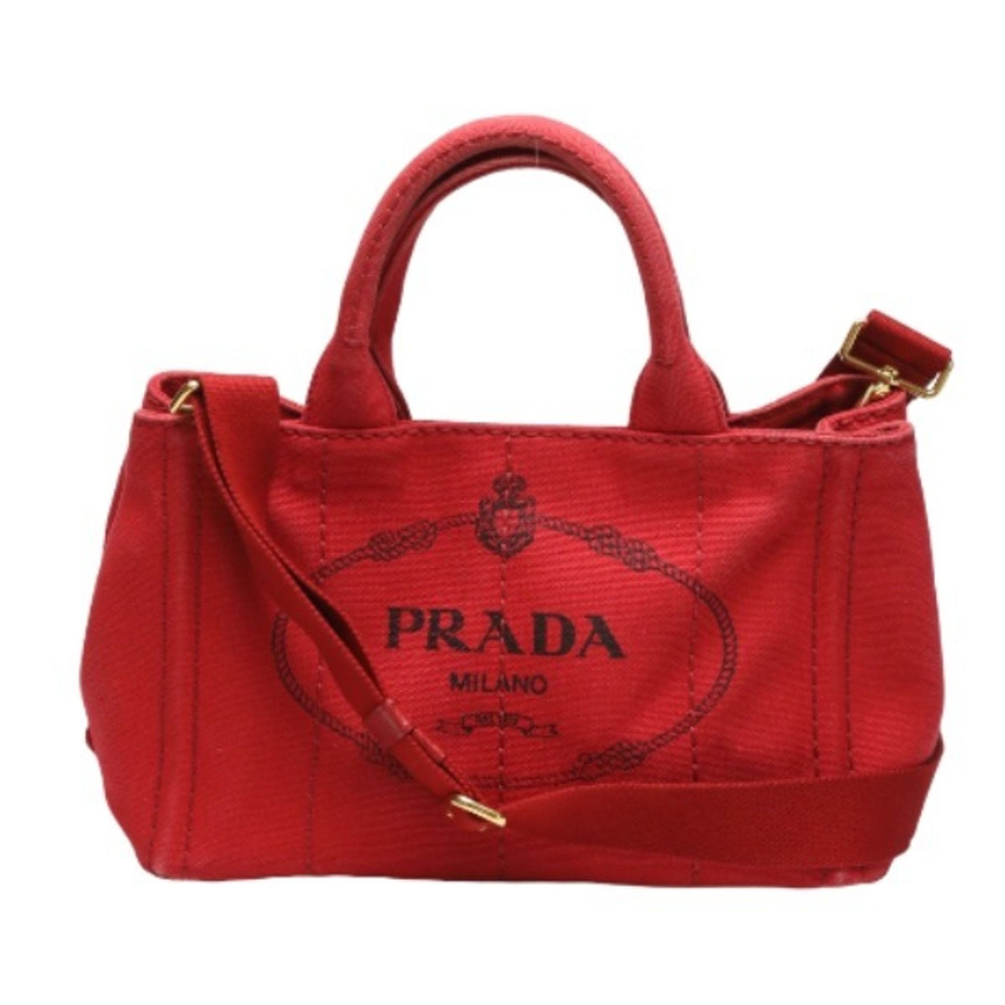 image of Prada 2Way Canvas Canapa Tote 1Bg439 Prada Red Bag in Red Color, Women's