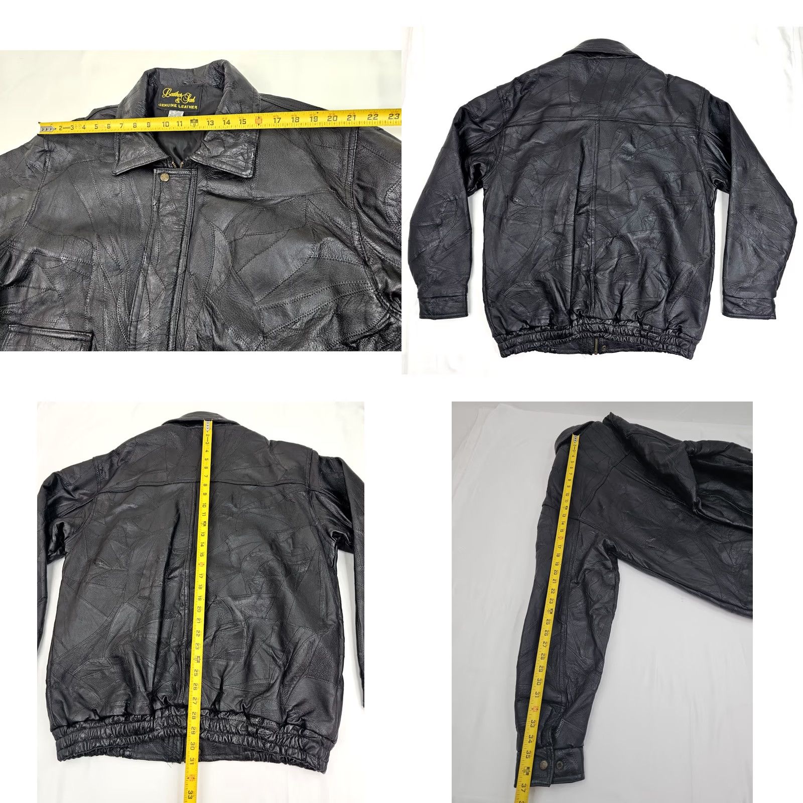 Vintage VINTAGE Leather & Soul Men's Genuine Leather Moto Bomber Jacket Jacket XXL Black Lined 80s 90s Motorcycle Biker Mens Size US XXL / EU 58 / 5 - 8 Thumbnail