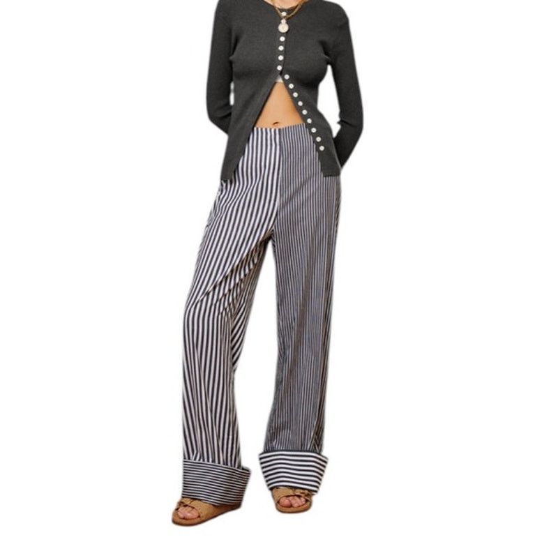 Other Commense Blue White Cotton Contrast Binding Pinstripe Pants Size 34" / US 12 / IT 48 - 4 Thumbnail