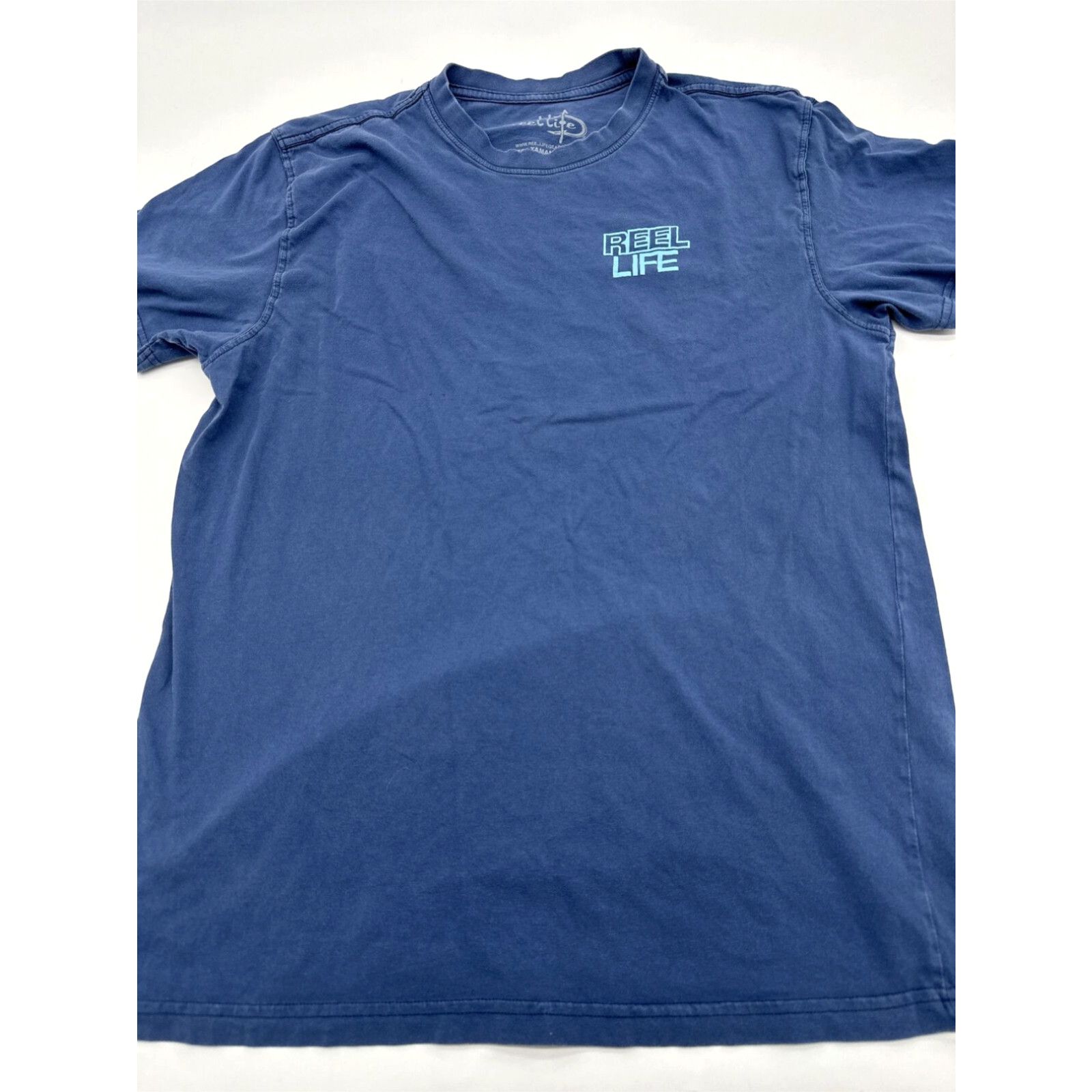 Alife Reel Life T-Shirt Men Large Graphic Print Logo Blue Ocean