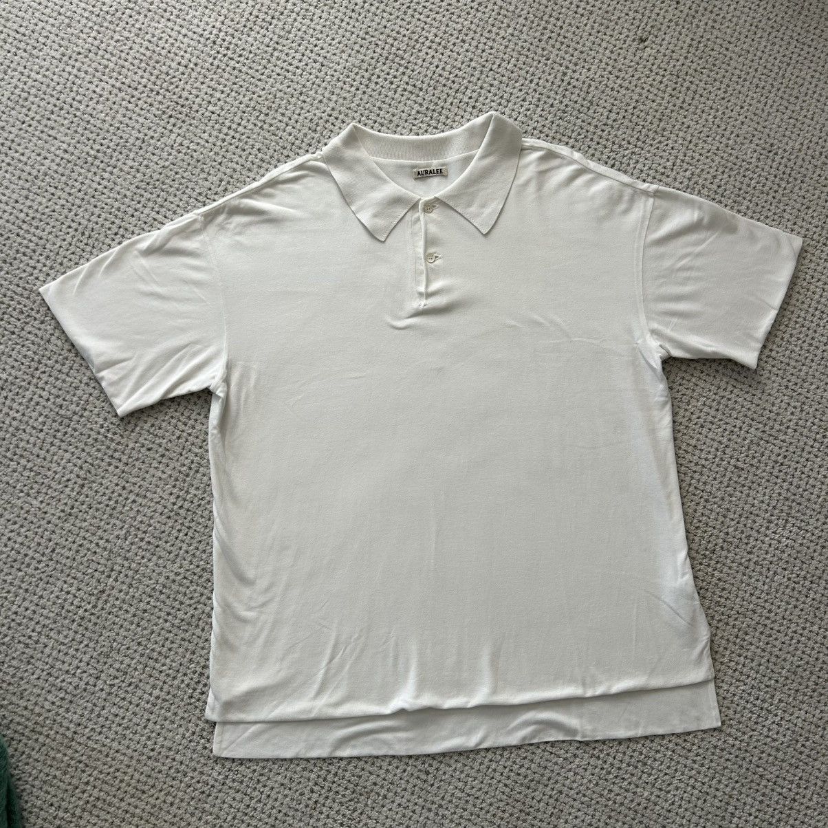 Auralee Navy Double Cloth Skipper Polo | Grailed