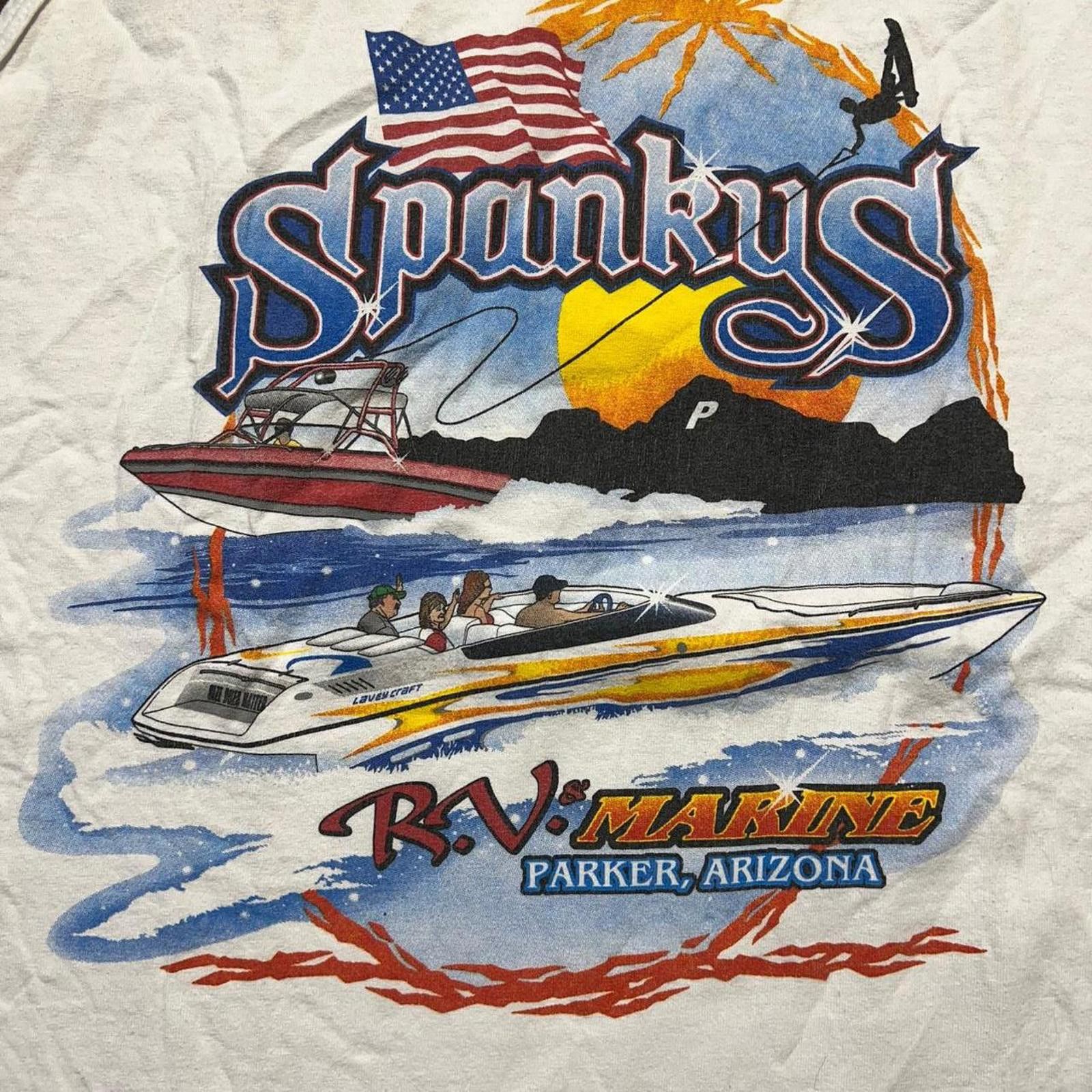 Anvil Vintage 90s Spankys RV Marine Parker Arizona White Tank Top Size US XXL / EU 58 / 5 - 4 Thumbnail