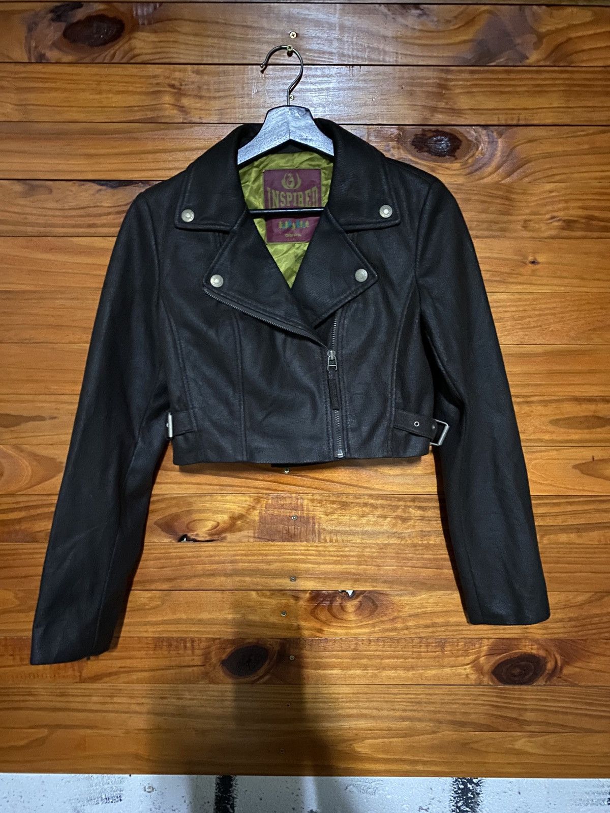 Vintage GGPX Inspired Cropped Faux Leather Biker Jacket | Women’s Size S / US 4 / IT 40 - 3 Thumbnail