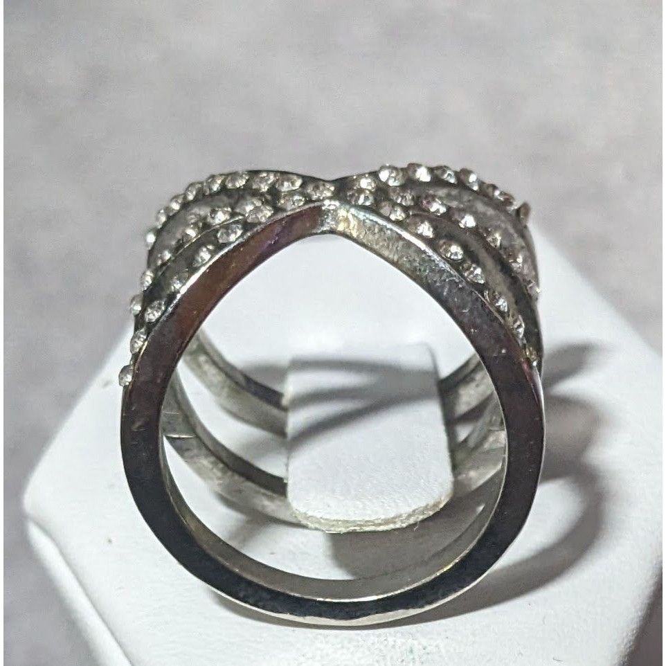 Other Elegant Glam Rhinestone Silver Tone Triple Crossover Ring Si Size ONE SIZE - 9 Thumbnail