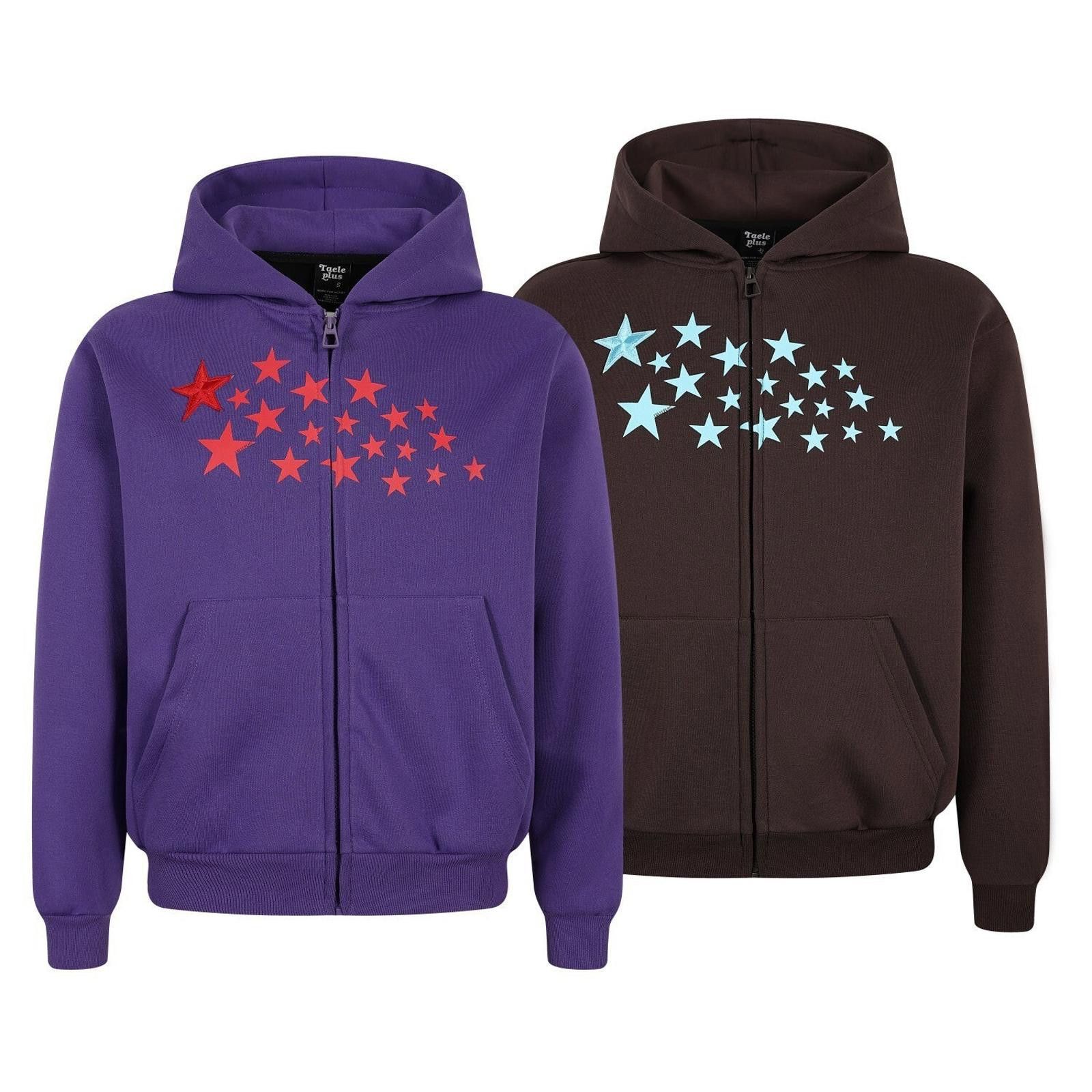 Other Purple Star Print Zip-Up Hoodie, Casual Streetwear Hoodie Size US M / EU 48-50 / 2 - 5 Thumbnail