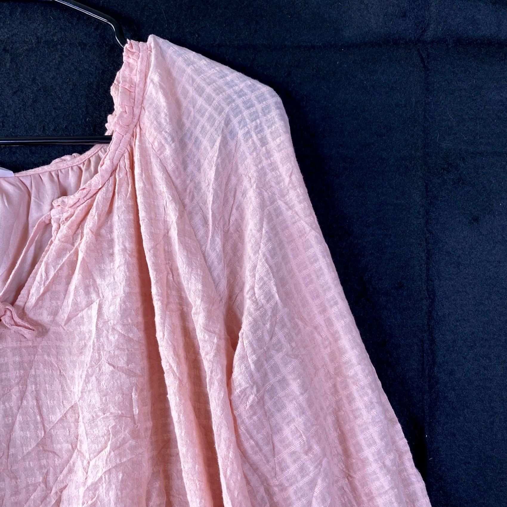 Lauren Conrad Lauren Conrad Blouse Womens Blush Pink Checkered Lined Long Sleeve Boho Casual Workwear Shirt L Size L / US 10 / IT 46 - 5 Thumbnail