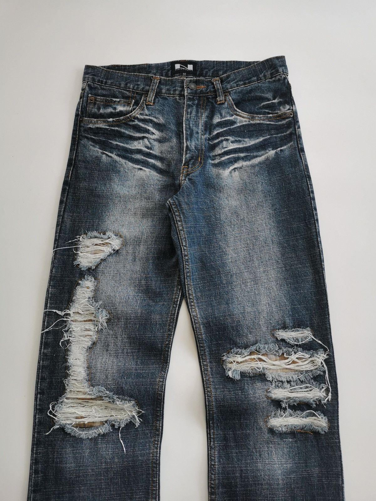 Japanese Brand Nylaus Distressed Patchwork Repaired Denim Jeans Size US 30 / EU 46 - 2 Thumbnail