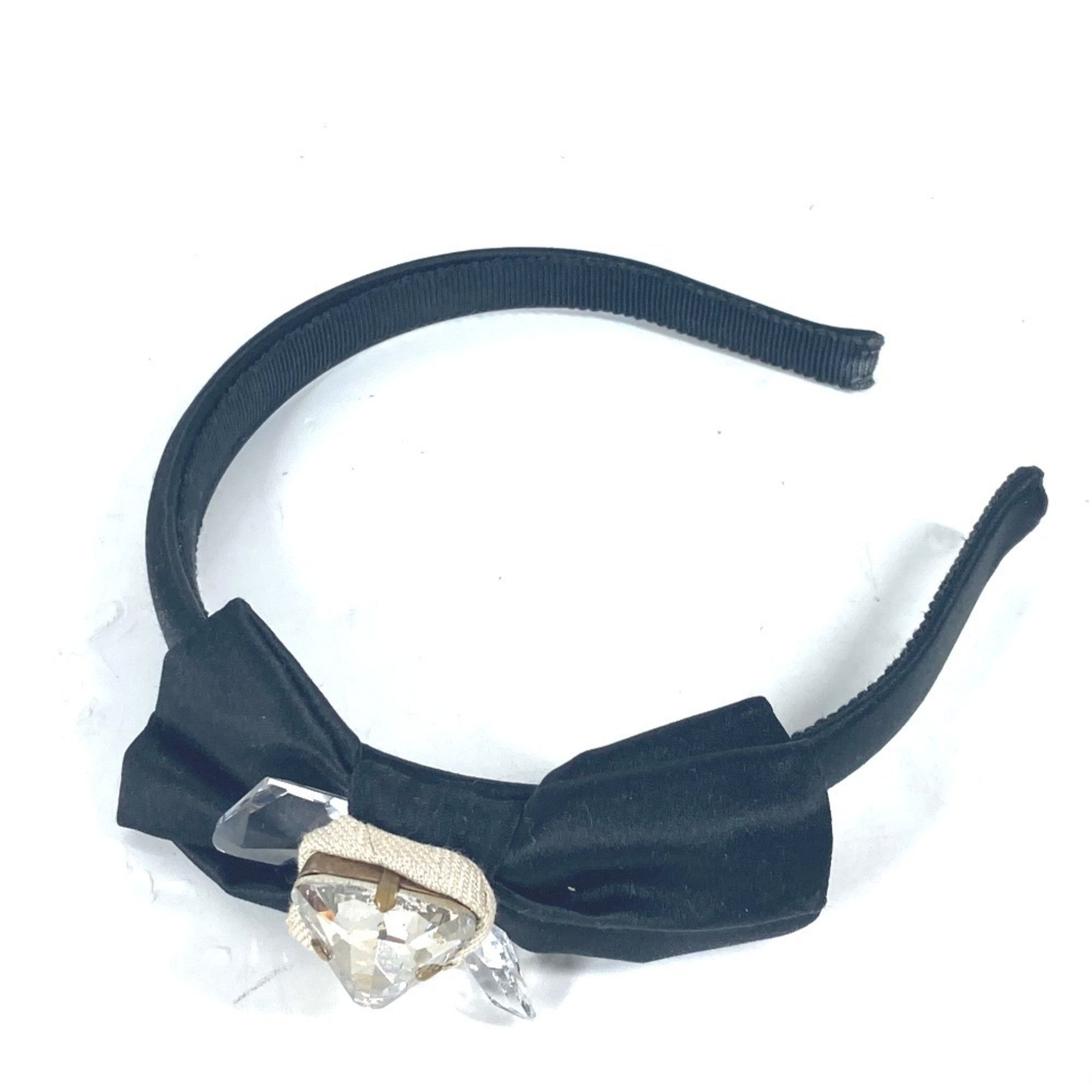 miumiu シェブロンウールヘッドバンド Miu Miu MIU Crystal Hairband Headband Satin Women's Black