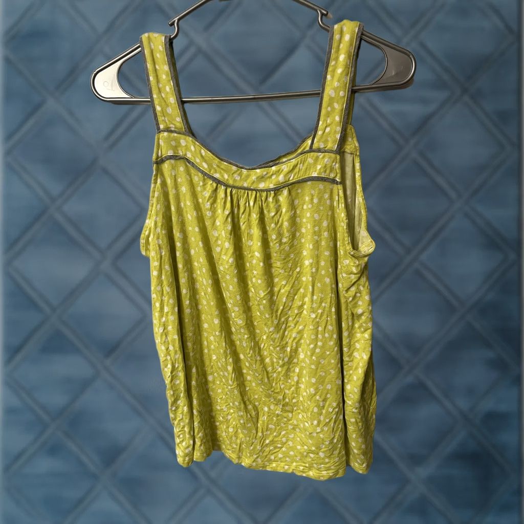 Vintage Simply Vera by Vera Wang Tank Green Yellow Polka Dot Sleeveless Large Size L / US 10 / IT 46 - 1 Thumbnail
