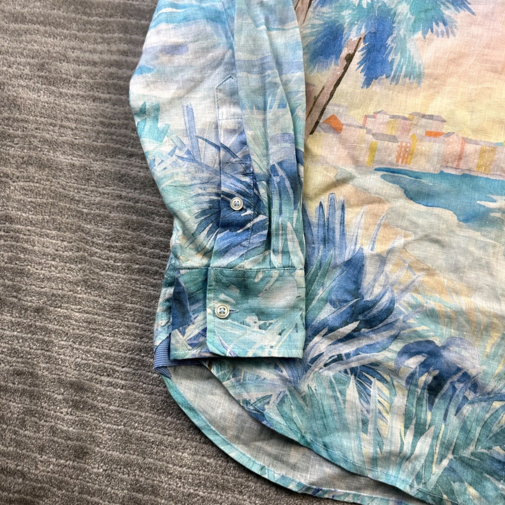 Tommy Bahama Tommy Bahama Shirt Mens Medium Blue Forte Del Marmi Italy All Over Print Size US M / EU 48-50 / 2 - 4 Thumbnail