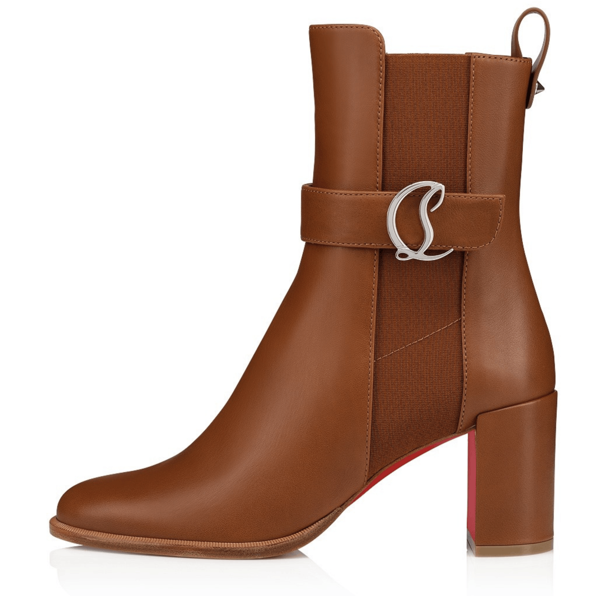 Christian Louboutin CL Chelsea Booty 70 Cuoio Brown Block Heel Ankle Bootie 37 Size US 7 / IT 37 - 4 Thumbnail