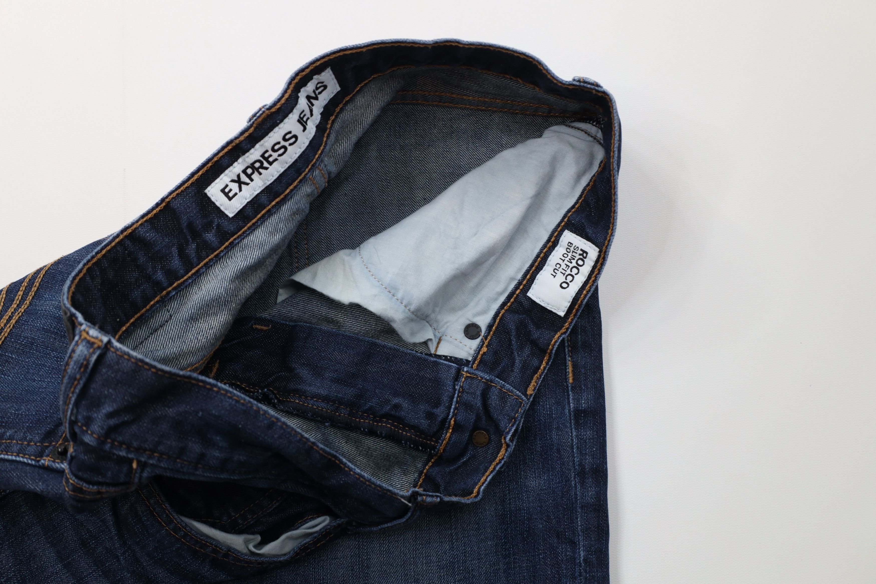 Express Express Rocco Slim Fit Boot Cut Denim Jeans Blue Cotton Size US 30 / EU 46 - 8 Thumbnail