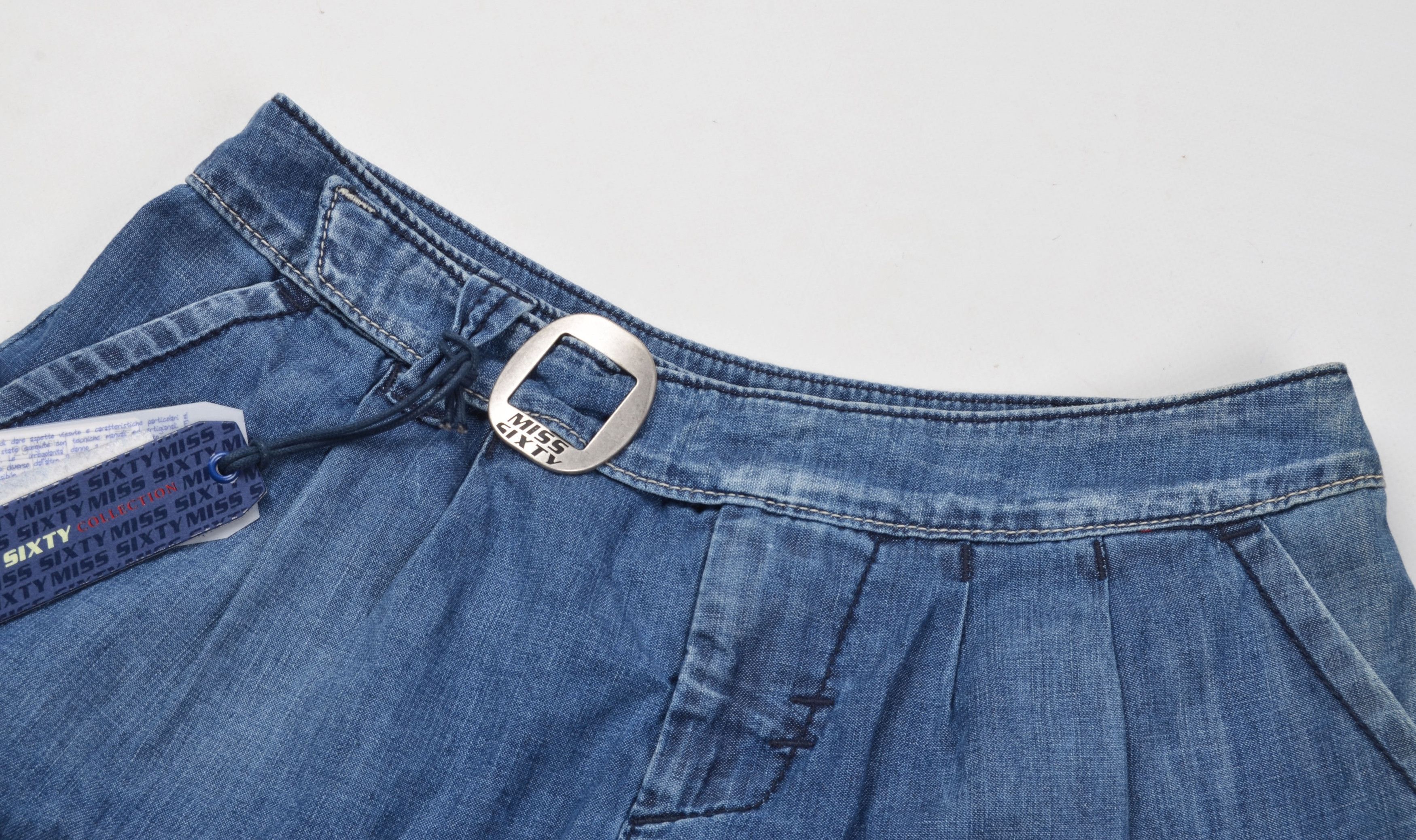 Designer × Miss Sixty Miss Sixty Y2K Coquette Blue Denim Ducky Hot Pants Shorts Size 29" - 4 Thumbnail