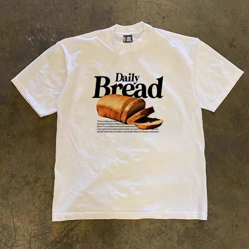 Japanese Brand × Vintage White street washed retro bread print t-shirt Size US M / EU 48-50 / 2 - 1 Thumbnail