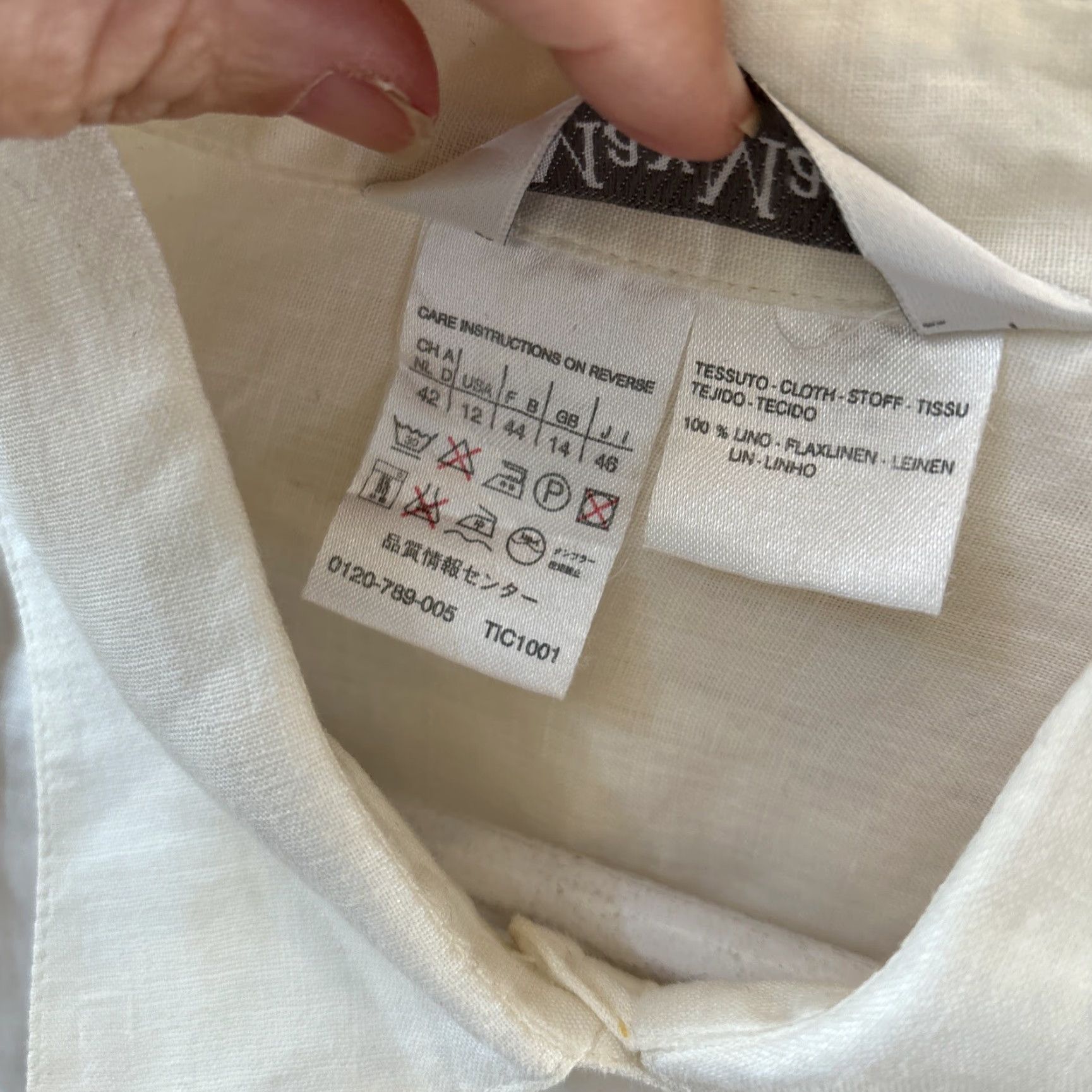 Max Mara Max Mara Button-Up Shirt Linen Long Sleeve Collared Pockets Ivory 12 Women Size XL / US 12-14 / IT 48-50 - 4 Thumbnail