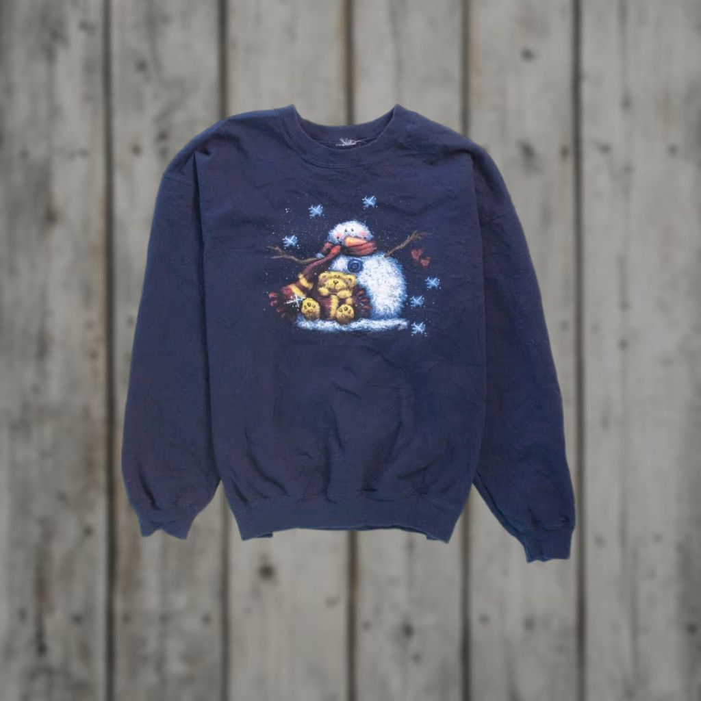 Vintage VINTAGE Blue Ugly Christmas Sweatshirt Large Regular Cotton / Polyester Christmas Snowmen 1990s Mens Womens XXL Boys Girls Unknown Brand Size L / US 10 / IT 46 - 1 Thumbnail