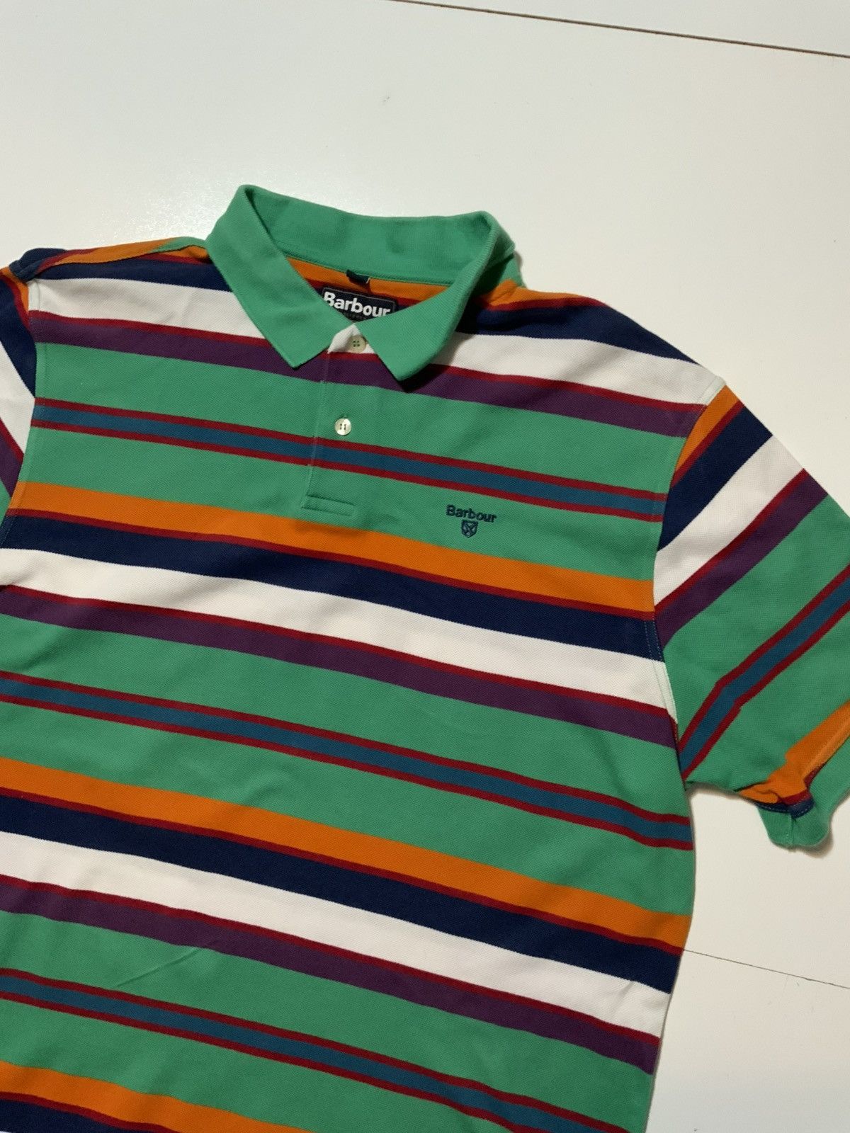 Barbour Barbour Striped Multicolored Rugby Embroidered Polo Shirt Size US XXL / EU 58 / 5 - 3 Thumbnail