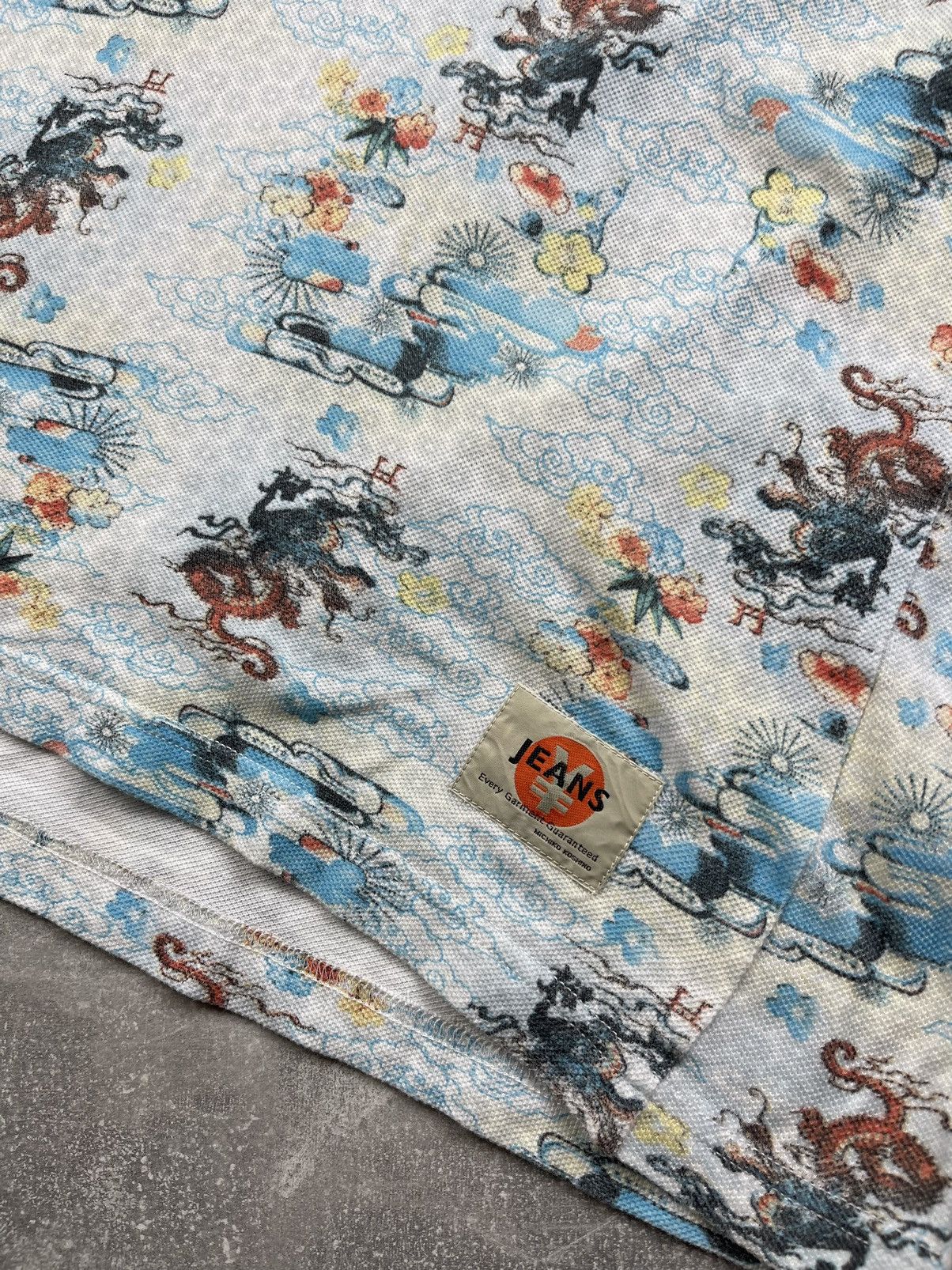 Designer × Japanese Brand × Michiko Koshino Mickicko Koshiho Japanese Dragons Pattern Polo T-Shirt Size US M / EU 48-50 / 2 - 5 Thumbnail