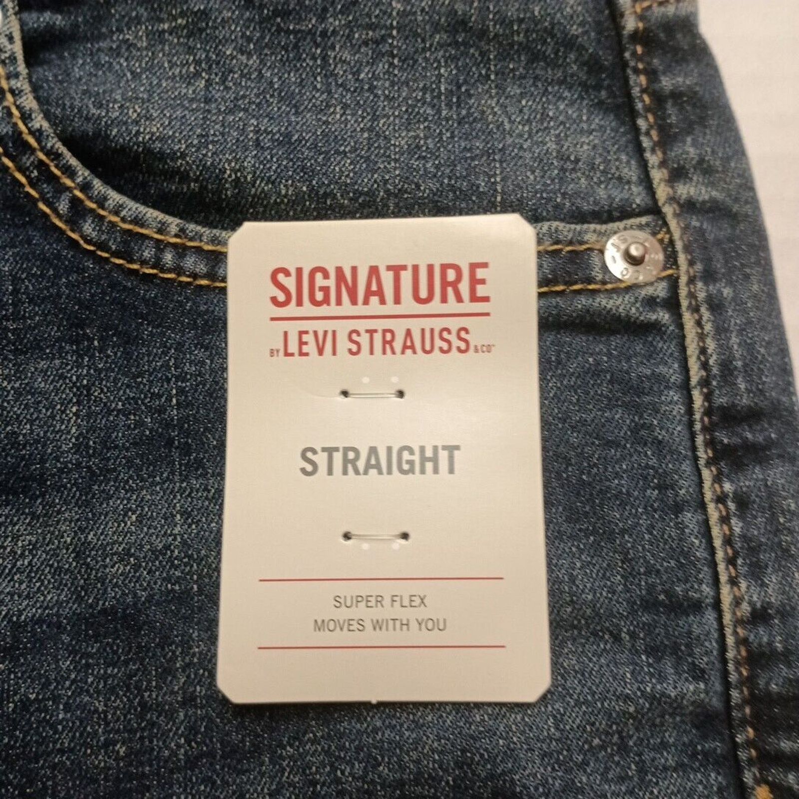 Levi's Signature By Levi Straight Jeans Men's 30x32 Blue Super Flex Size US 30 / EU 46 - 4 Thumbnail