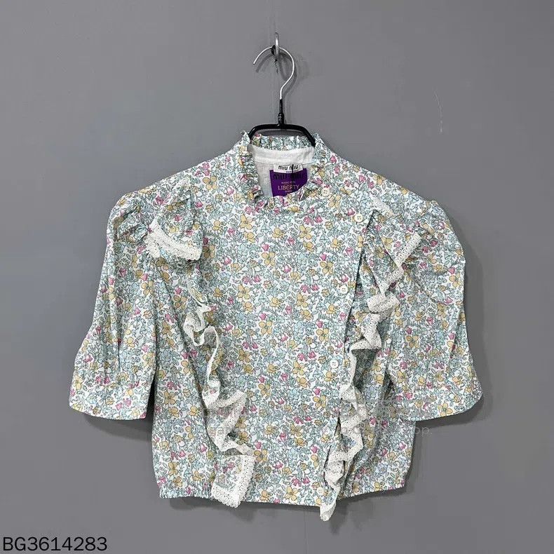 Miu Miu Miu Miu 40 Floral bubble sleeve short casual short sleeve Size S / US 4 / IT 40 - 2 Thumbnail