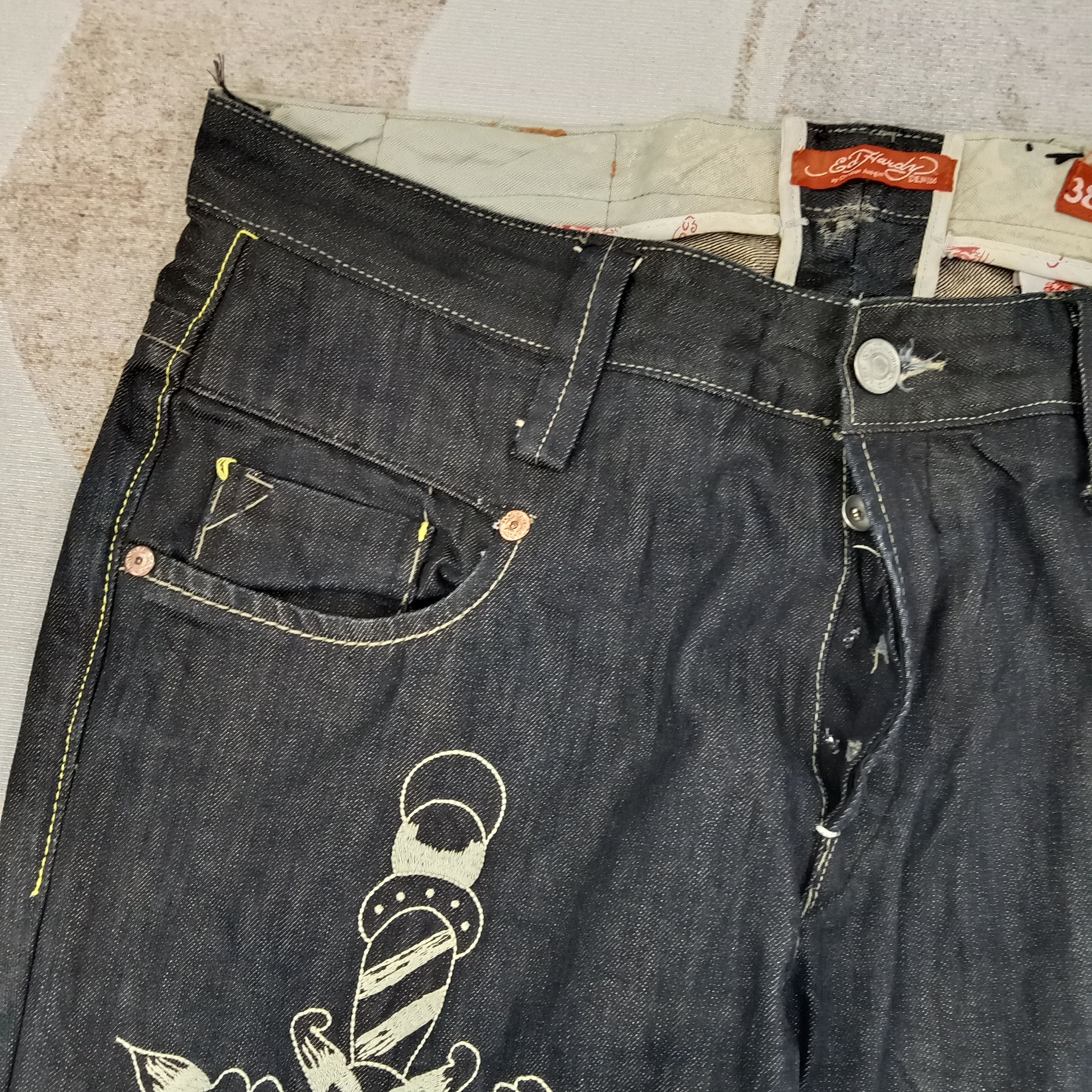 Ed Hardy Ed Hardy Christian Audiguer Embroidery Denim Jeans C258N15 Size US 38 / EU 54 - 7 Thumbnail