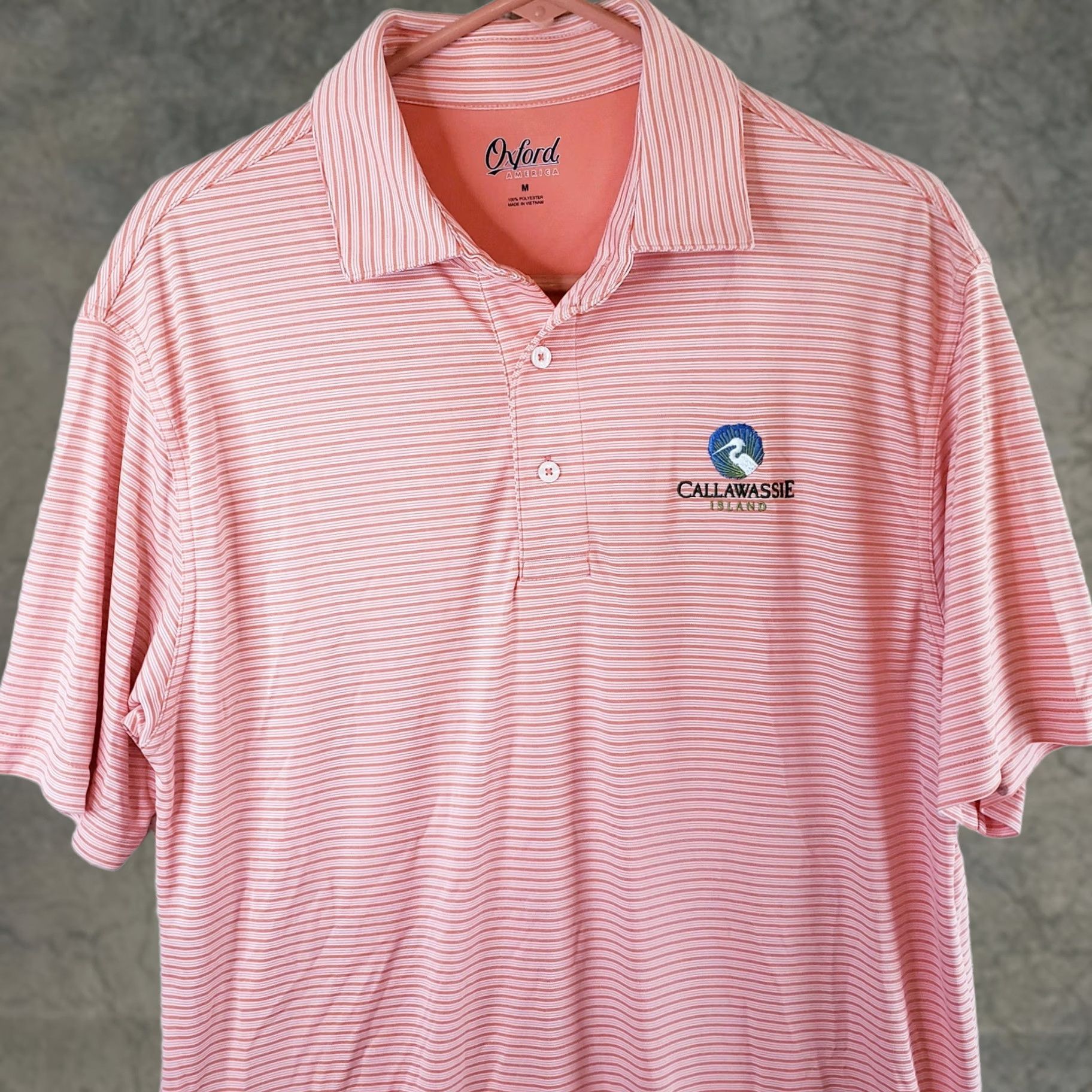 Vintage Oxford Golf Shirt Mens M Orange Short Sleeve Polo White Stripes Men Callawassie Size US M / EU 48-50 / 2 - 1 Thumbnail