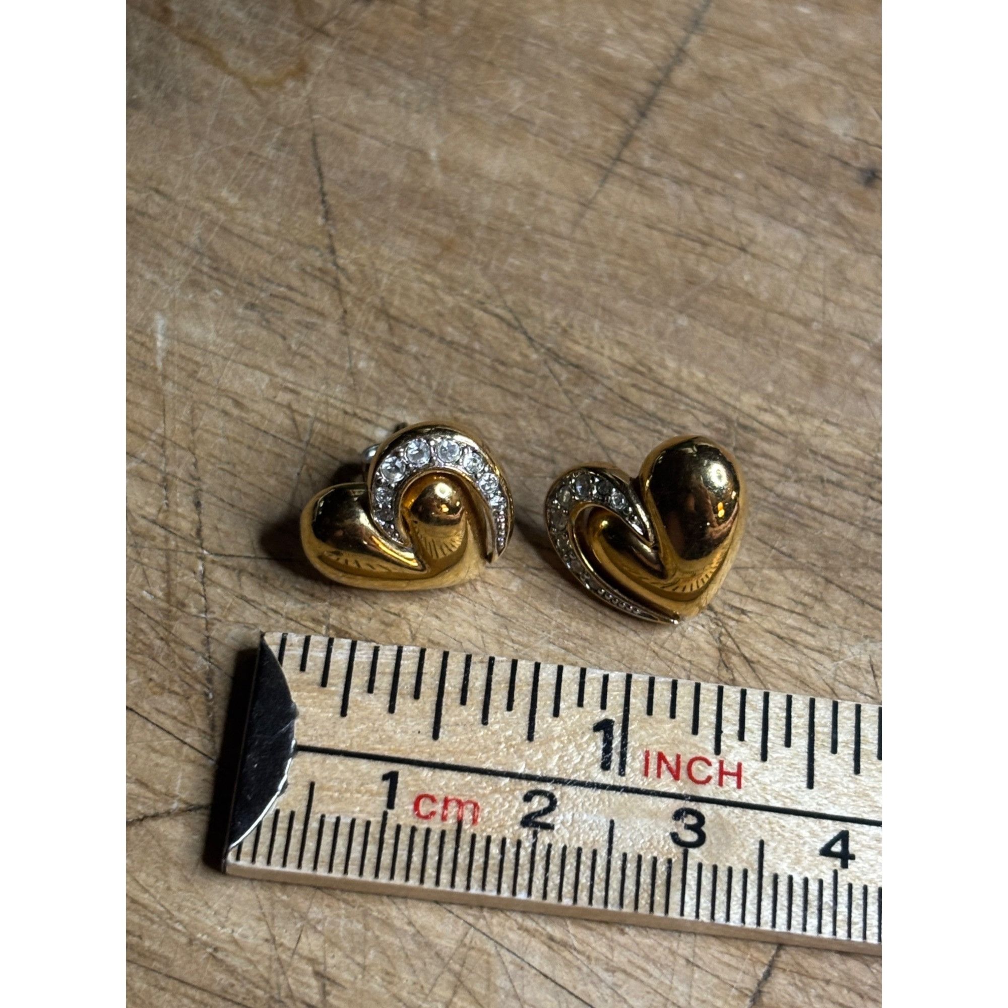 Other Gold & Rhinestone Heart-Shaped Earrings Size ONE SIZE - 3 Thumbnail