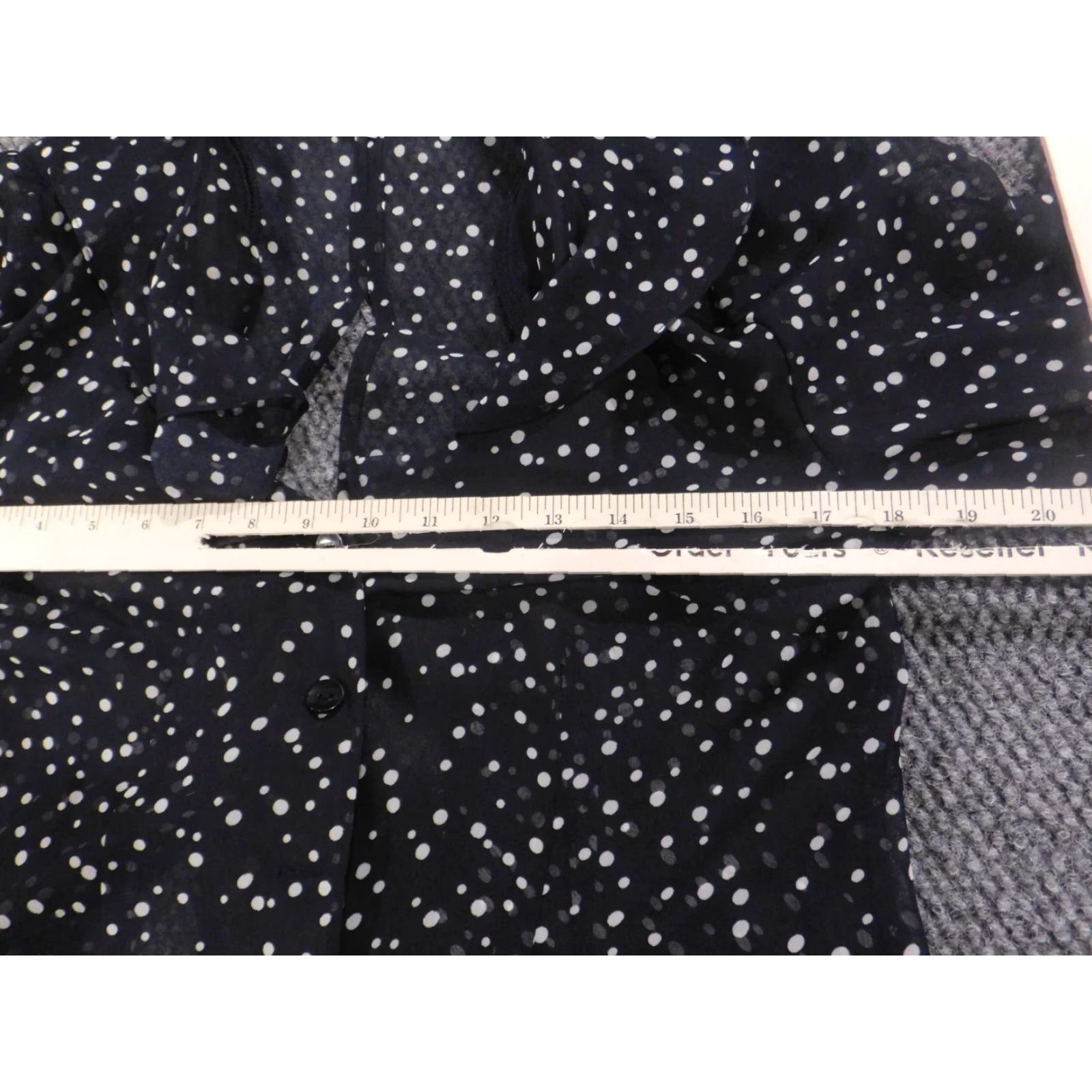 Vintage Miss Dorby Blouse Womens Long Sleeve Round Neck Pullover Blue Polka Dot 8 Open Back Button Accent Rose Vintage No Size M / US 6-8 / IT 42-44 - 7 Thumbnail