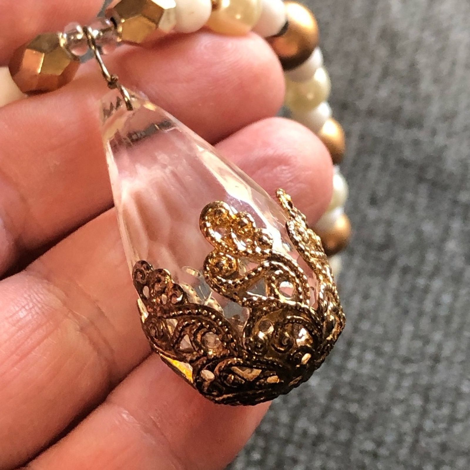 Handmade Handcrafted repurpose filigree lucite pendant necklace Size ONE SIZE - 6 Thumbnail
