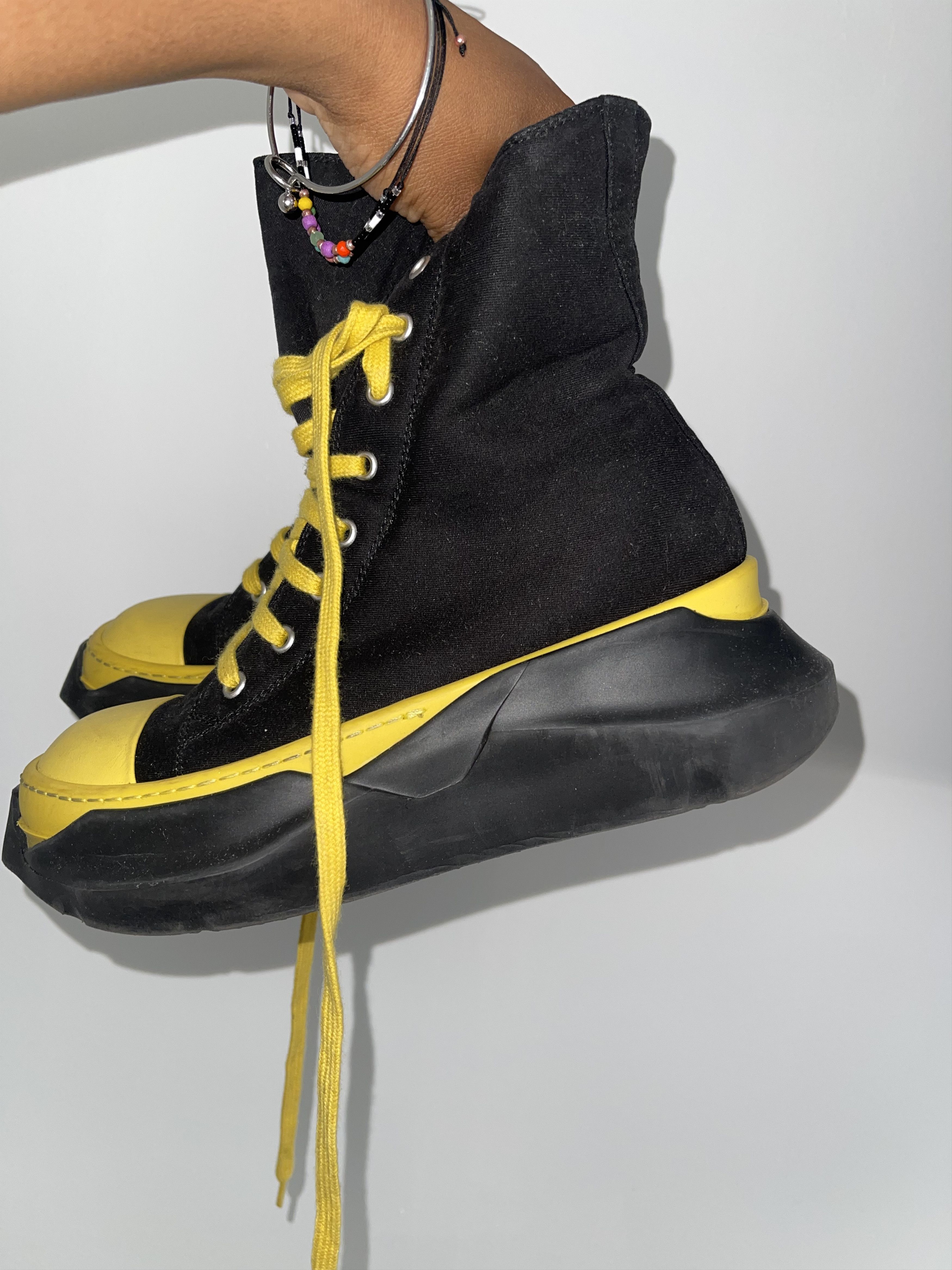 Rick Owens Drkshdw Rick Owens DRKSHDW Abstract Ramones Black and Yellow SS21 Size US 7 / IT 37 - 3 Thumbnail