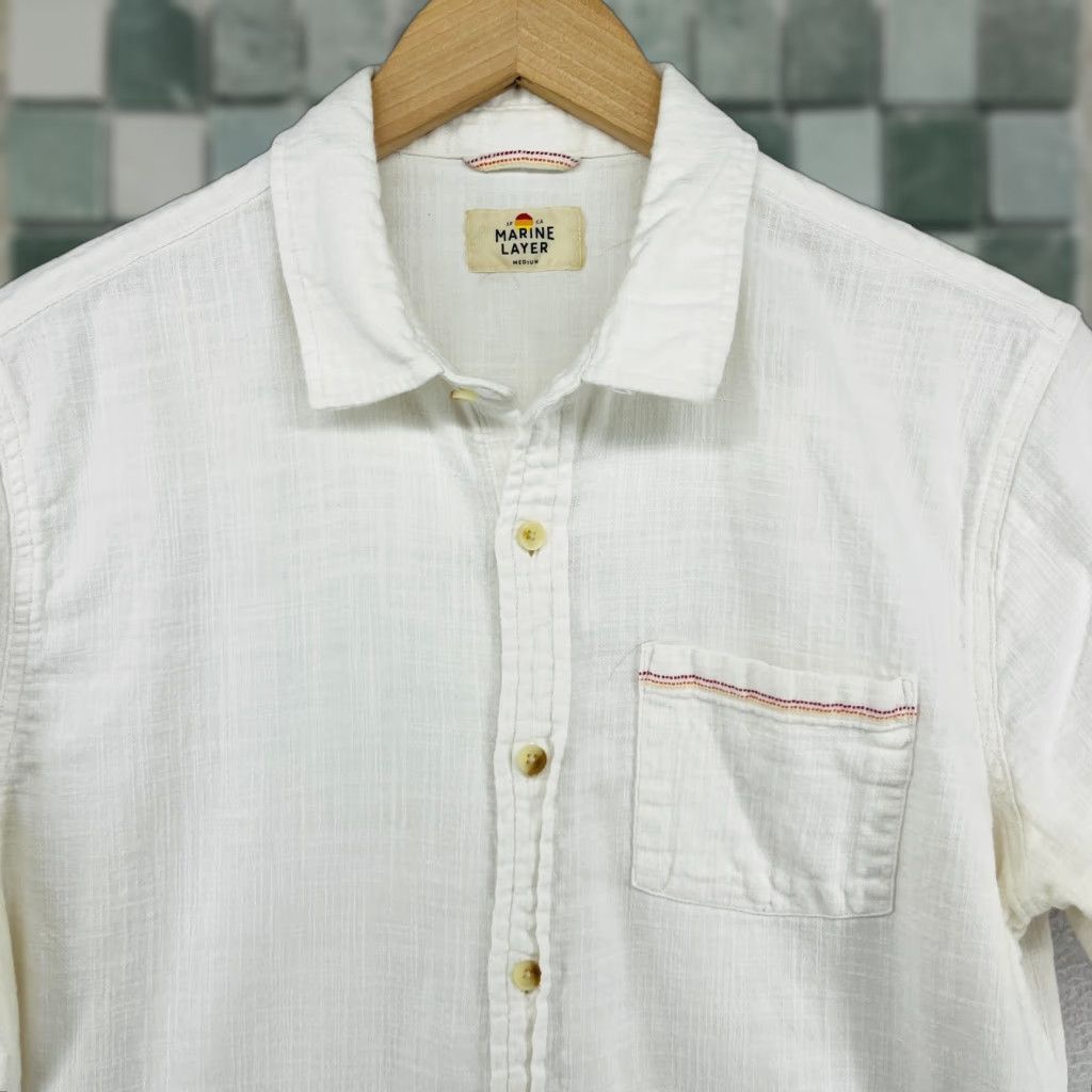 MARINE LAYER Button Up Shirt Mens M Stretch Short Sleeve Cotton