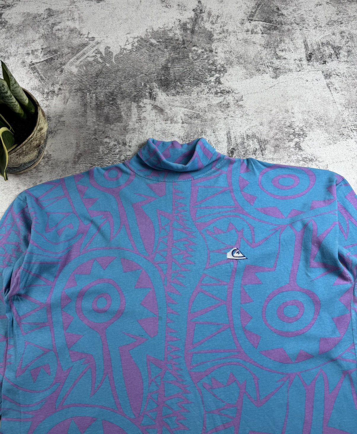 Quiksilver Quicksilver 80s Vintage USA Monogram Surf Blue Turtleneck Pullover Sweatshirt Size US L / EU 52-54 / 3 - 7 Thumbnail