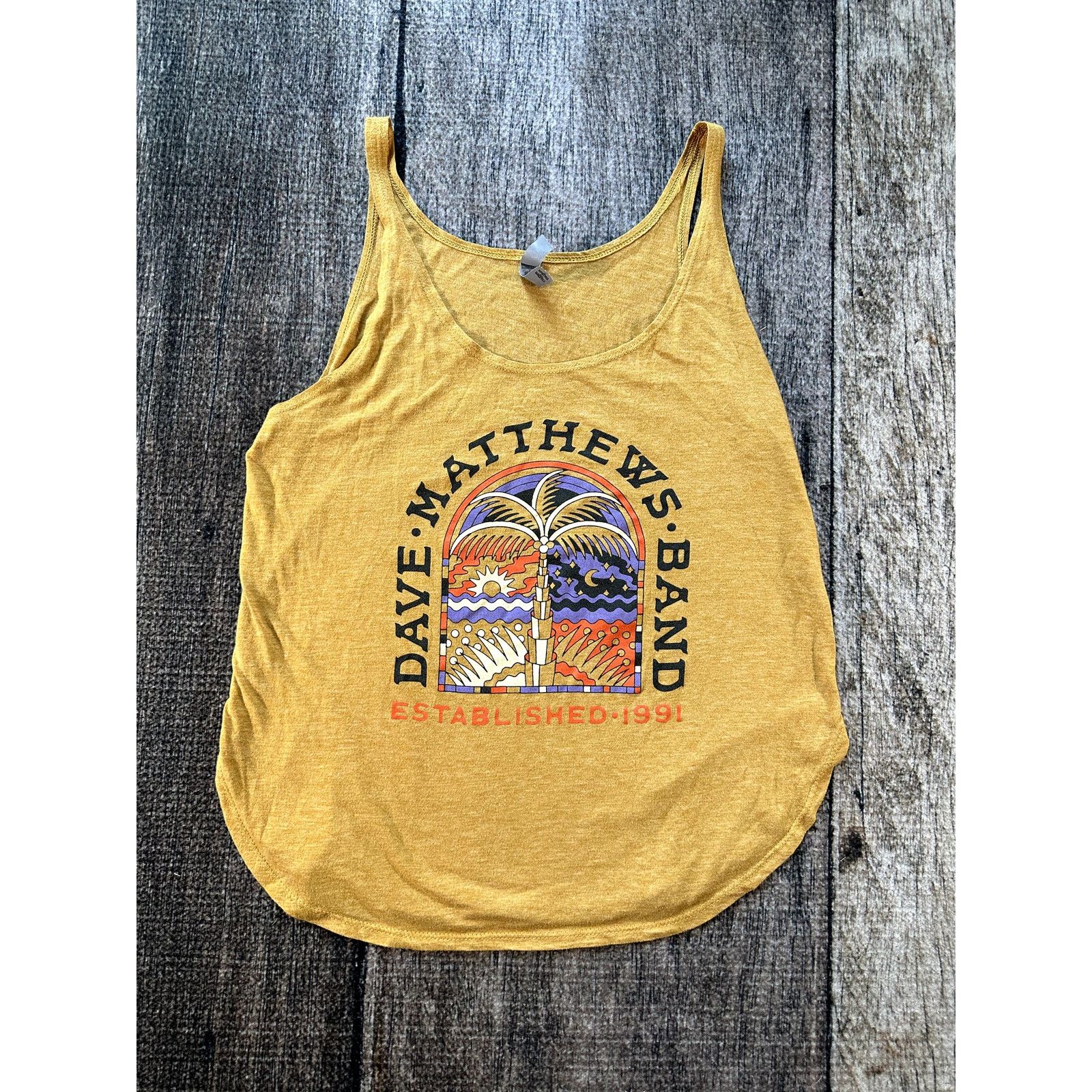 Next Level Apparel Dave Matthews Band Palm Tree Yellow Tank Top Size Large Size L / US 10 / IT 46 - 1 Thumbnail
