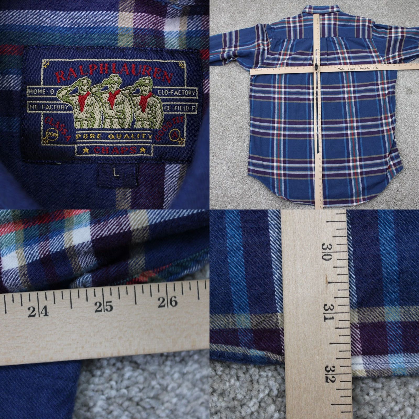 Ralph Lauren VINTAGE Ralph Lauren Chaps Shirt Mens Large Blue/Red 100% Cotton Long Sleeve Button Size US L / EU 52-54 / 3 - 8 Thumbnail