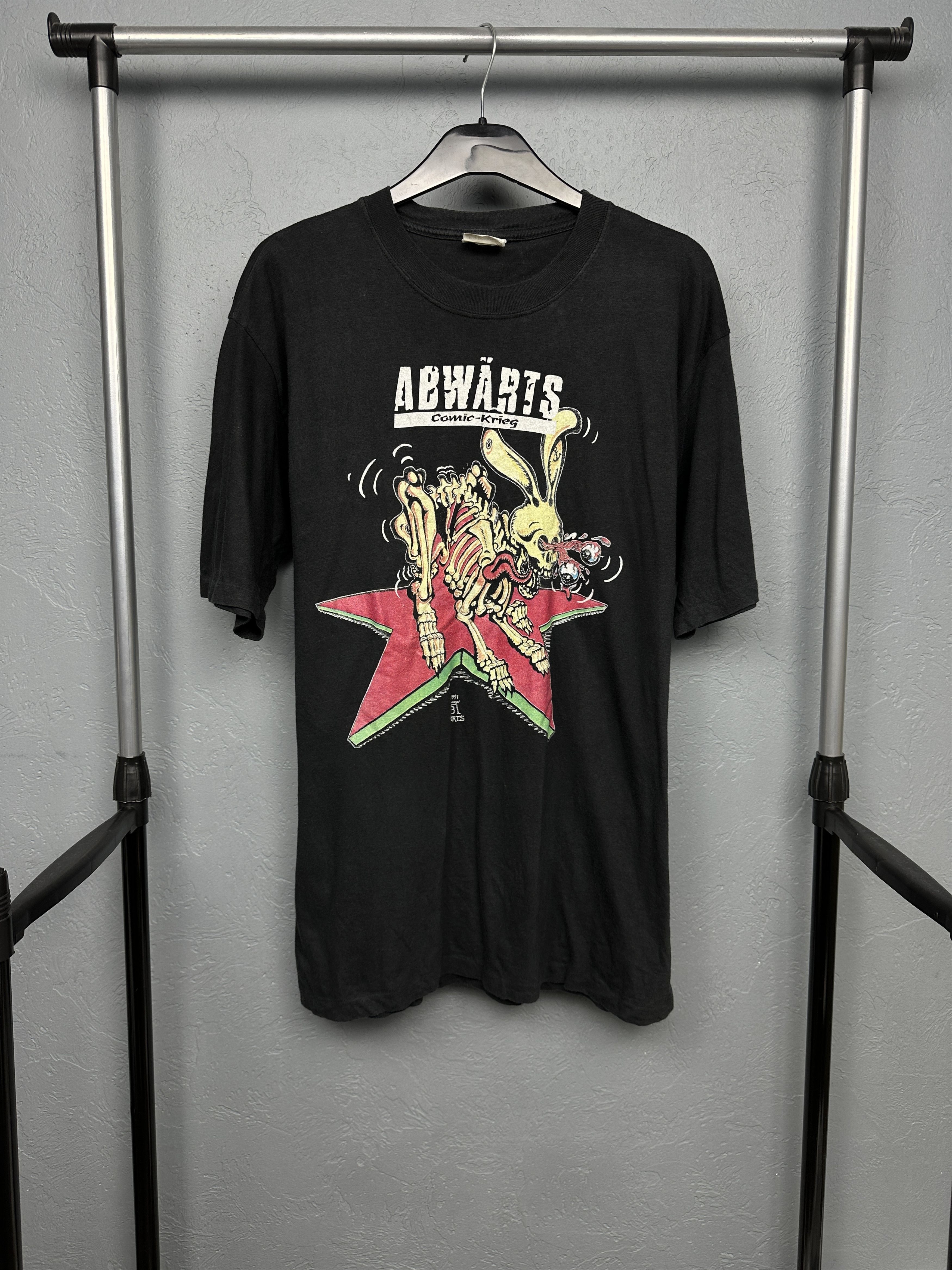 Band Tees Abwarts 1991 Vintage Mens Punk Rock Band T-Shirt Size US XL / EU 56 / 4 - 1 Thumbnail