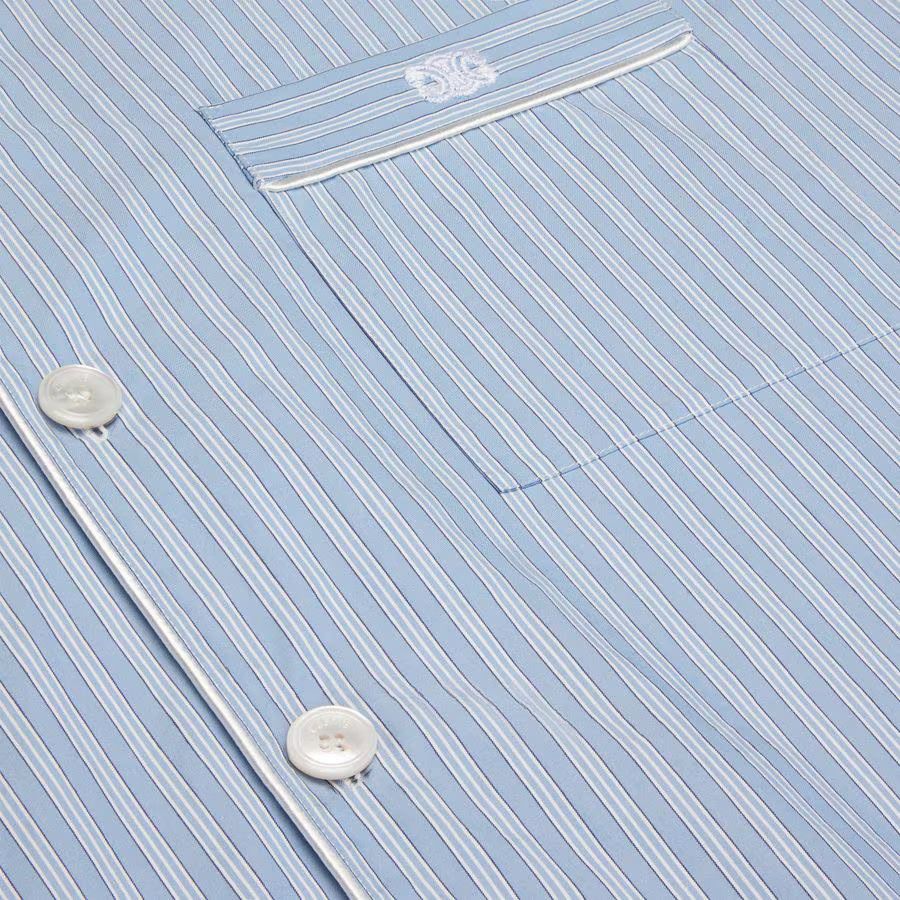 Celine o1loc1c0525 Pajama Shirt In Striped Cotton in Blue Size US XL / EU 56 / 4 - 4 Thumbnail
