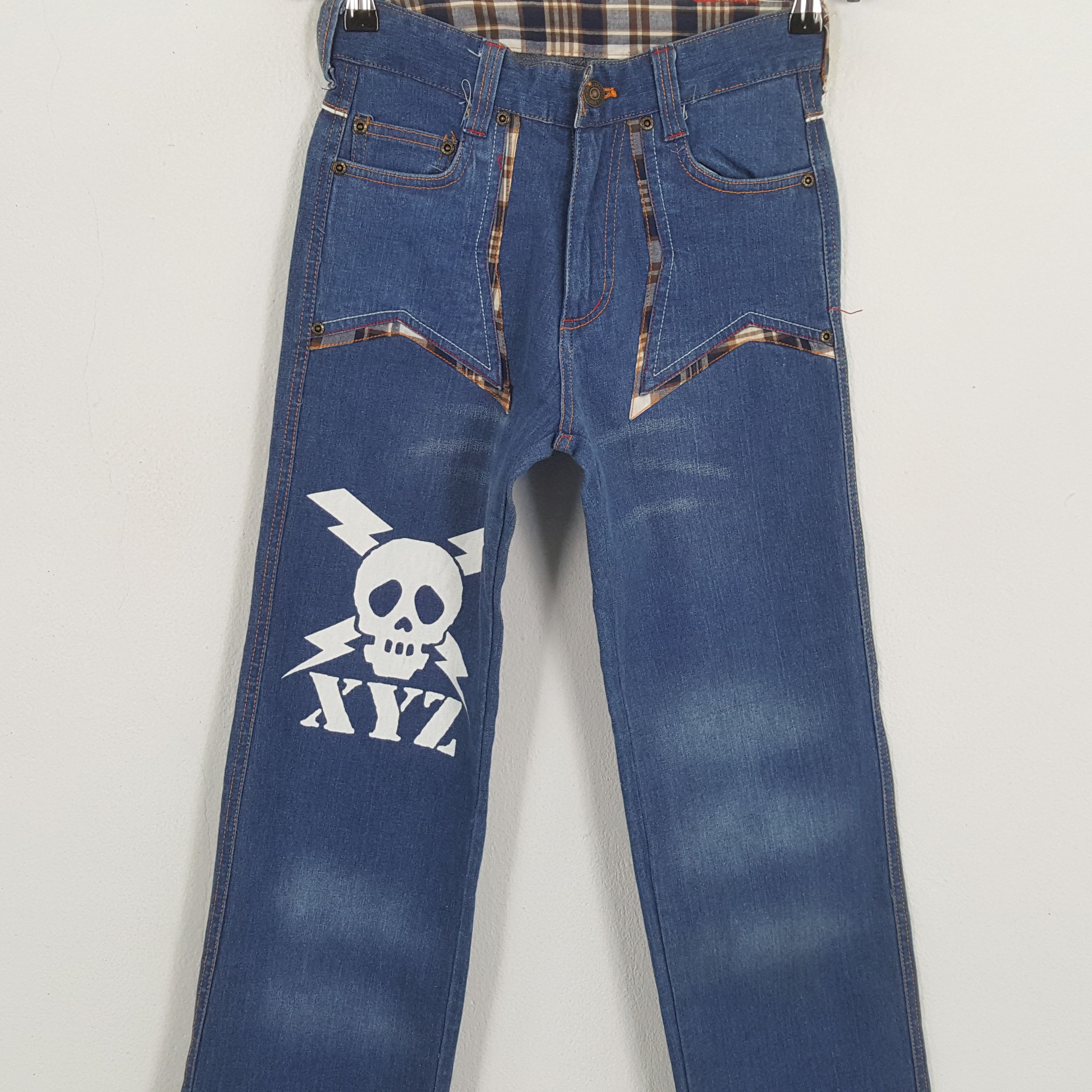 Vintage SKULLS XYZ Fashion Style Skulls Design Streetwear Jeans Size US 26 / EU 42 - 2 Thumbnail