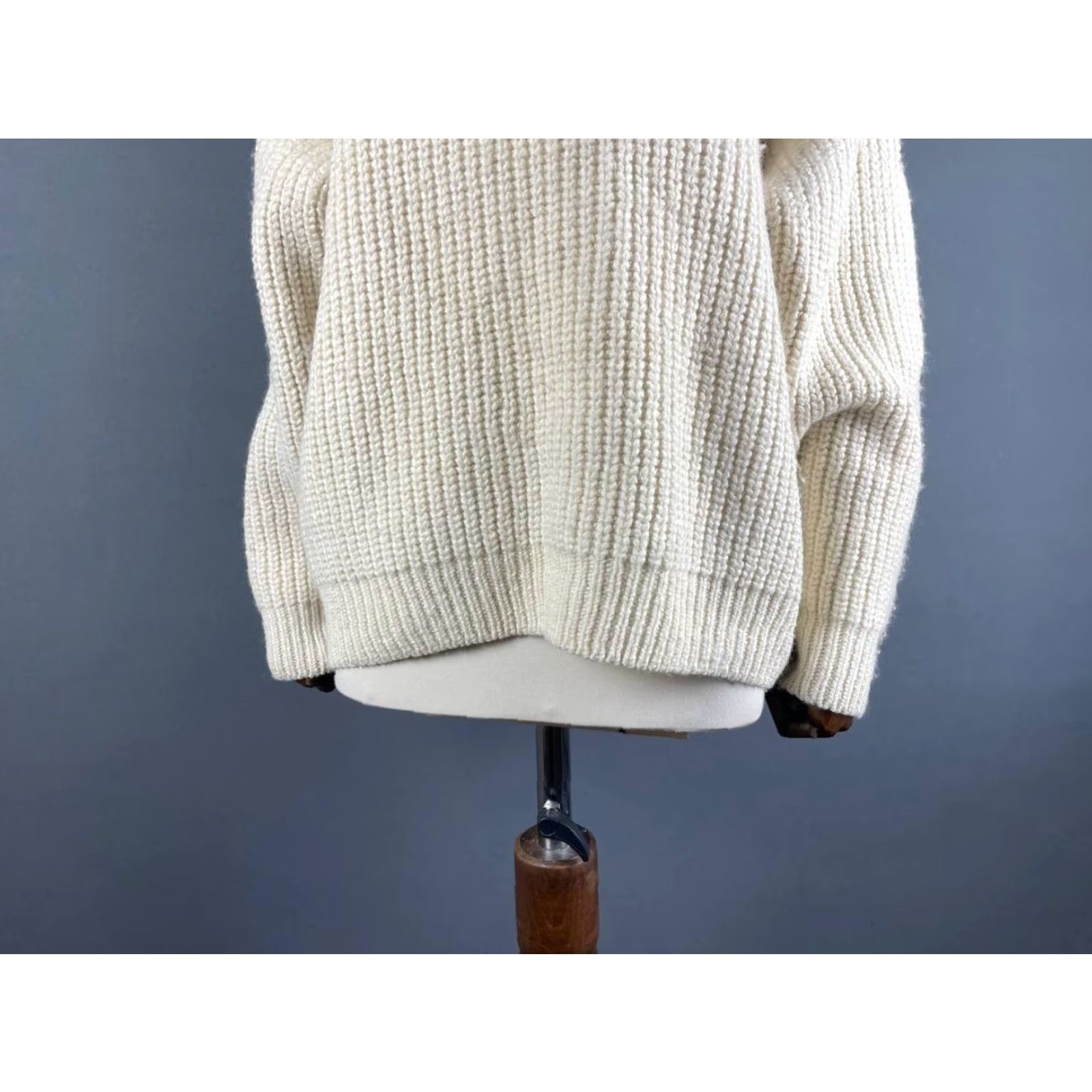 Lacoste Lacoste Womens Vintage? No — Lacoste Club Womens Chunky Knit Sweater Ivory Long Sleeve Mock Neck Pullover Size ONE SIZE - 3 Thumbnail
