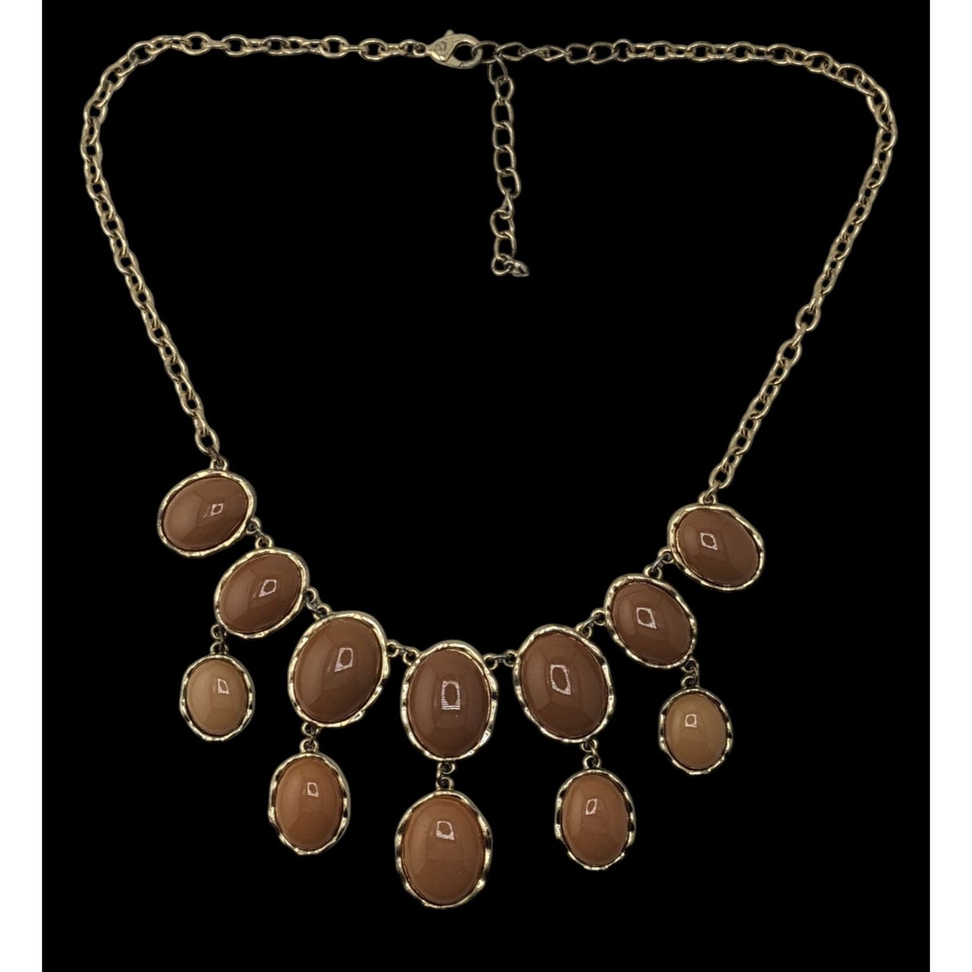 Other Y2K Gold-Tone Statement Necklace With Brown Resin Ovals Size ONE SIZE - 1 Thumbnail